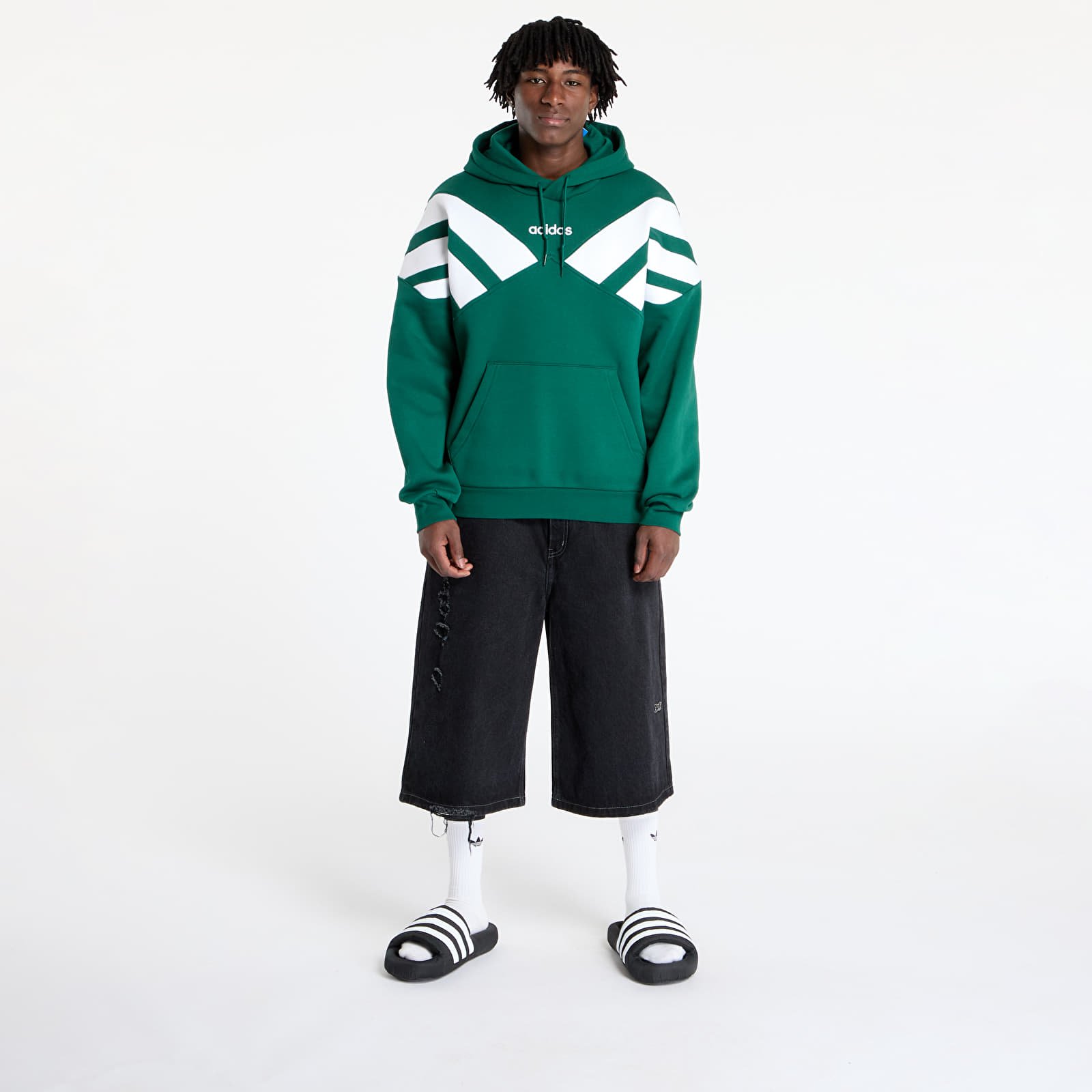 Mikinas ar kapuci un sporta krekli adidas Archive Cut Line Sweatshirt Collegiate Green/ White/ Semi Lucid Fuchsia