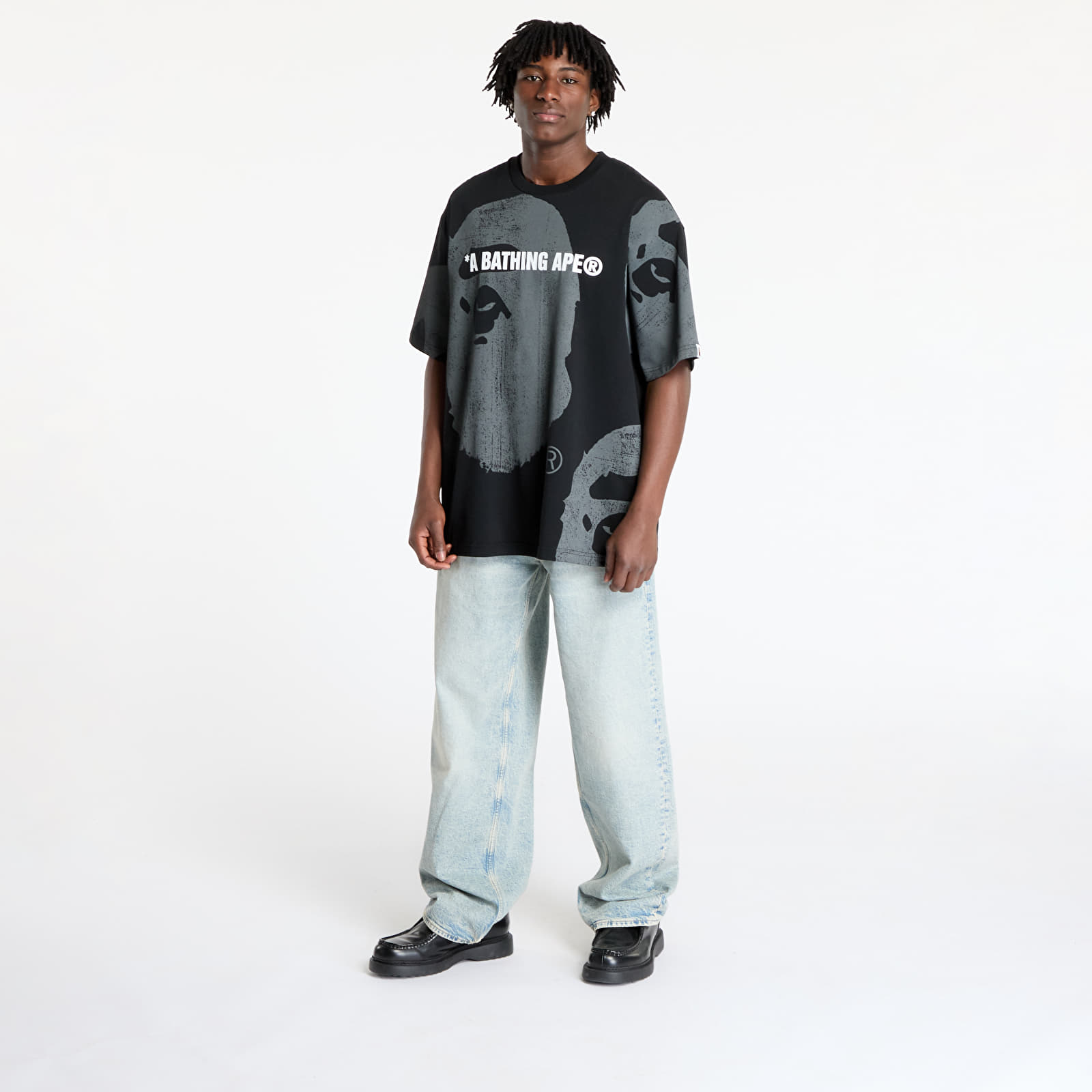 Men's T-shirts A BATHING APE Water Print Ape Head Relaxed Fit Tee UNISEX Black