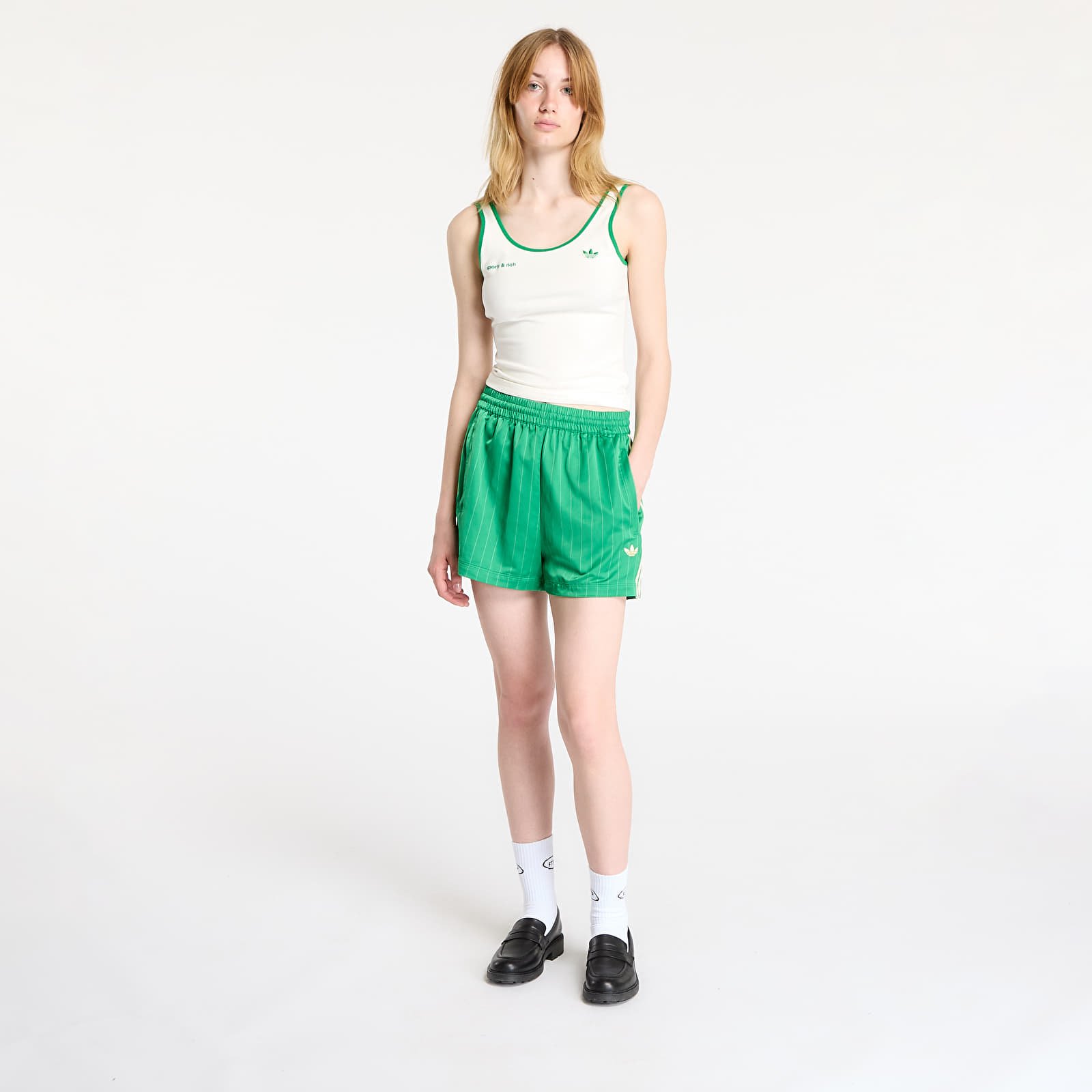 Šorti adidas Originals Pin Stripe Satin Shorts Green
