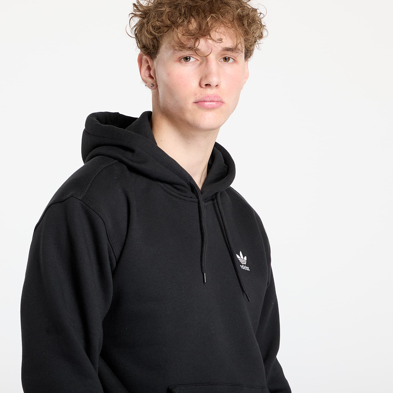 Sudaderas con capucha para hombre adidas Trefoil Essentials Loose Hoodie Black/ Black/ Black