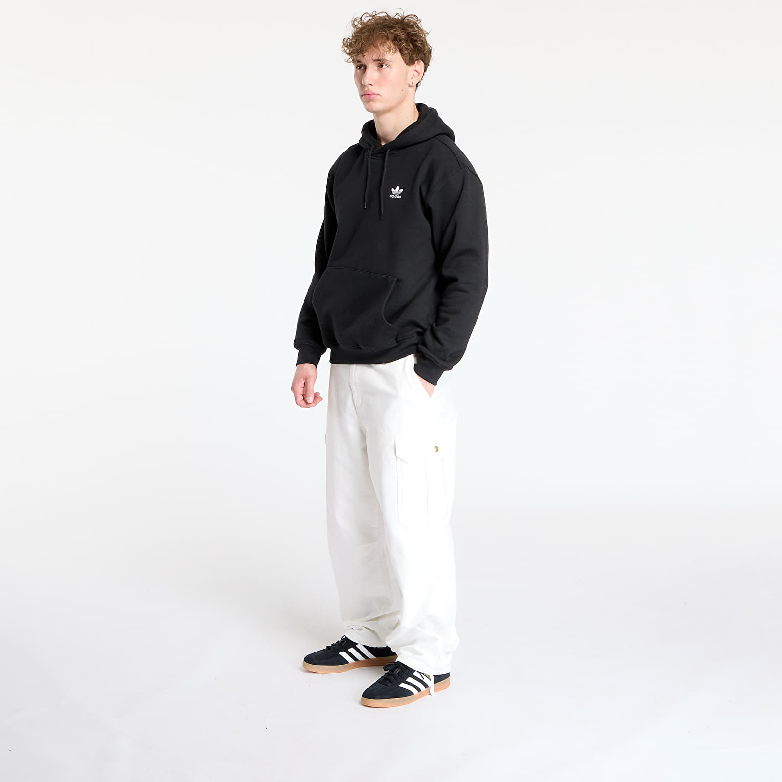 Sudaderas con capucha para hombre adidas Trefoil Essentials Loose Hoodie Black/ Black/ Black