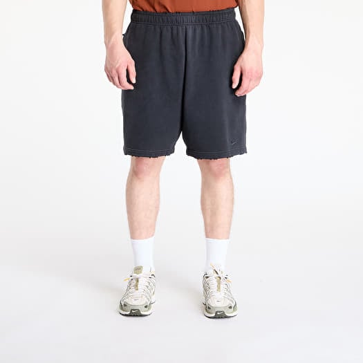 Sort Nike Solo Swoosh Men's French Terry Shorts Black/ Black