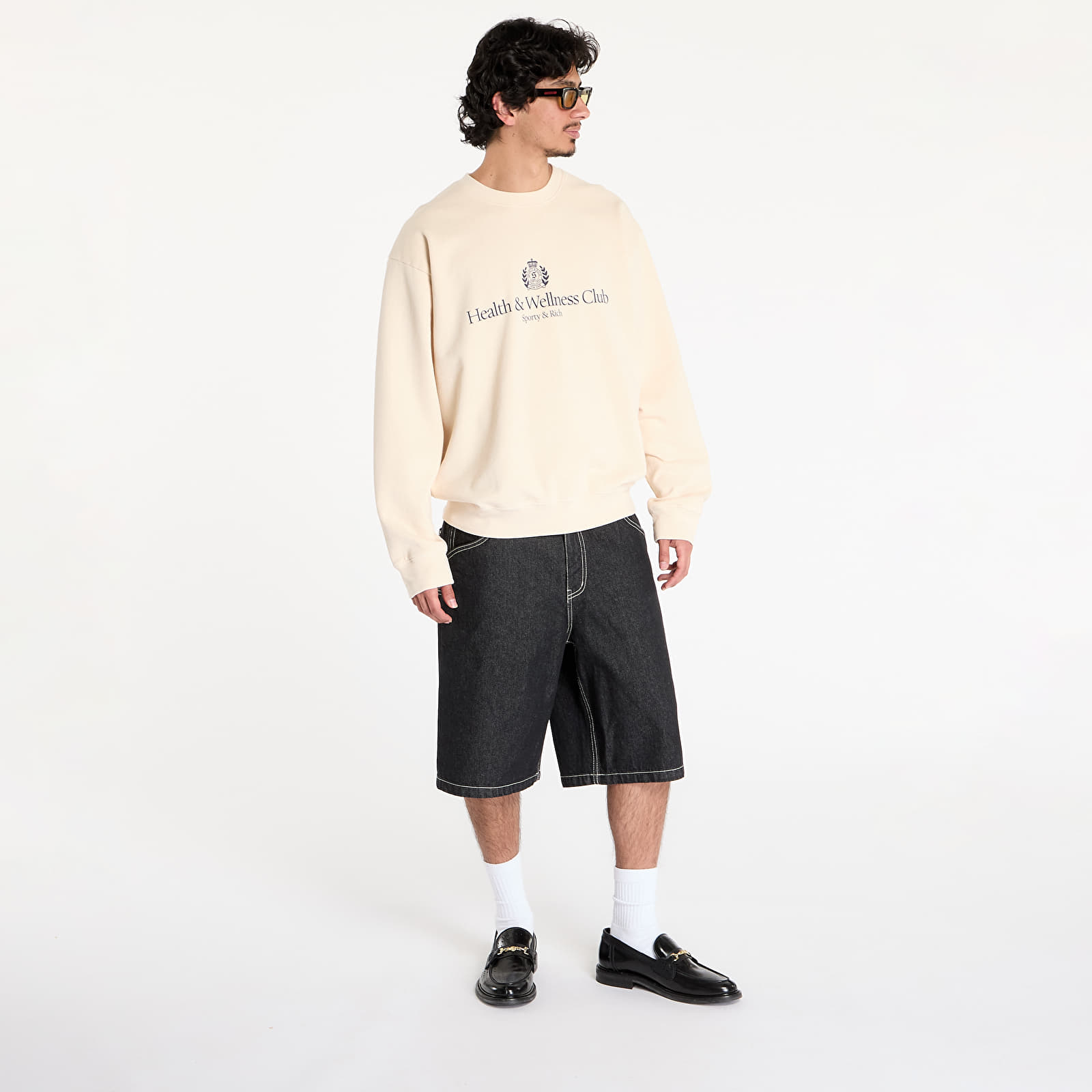 Mikiny Sporty & Rich H&W Crest Crewneck Cream