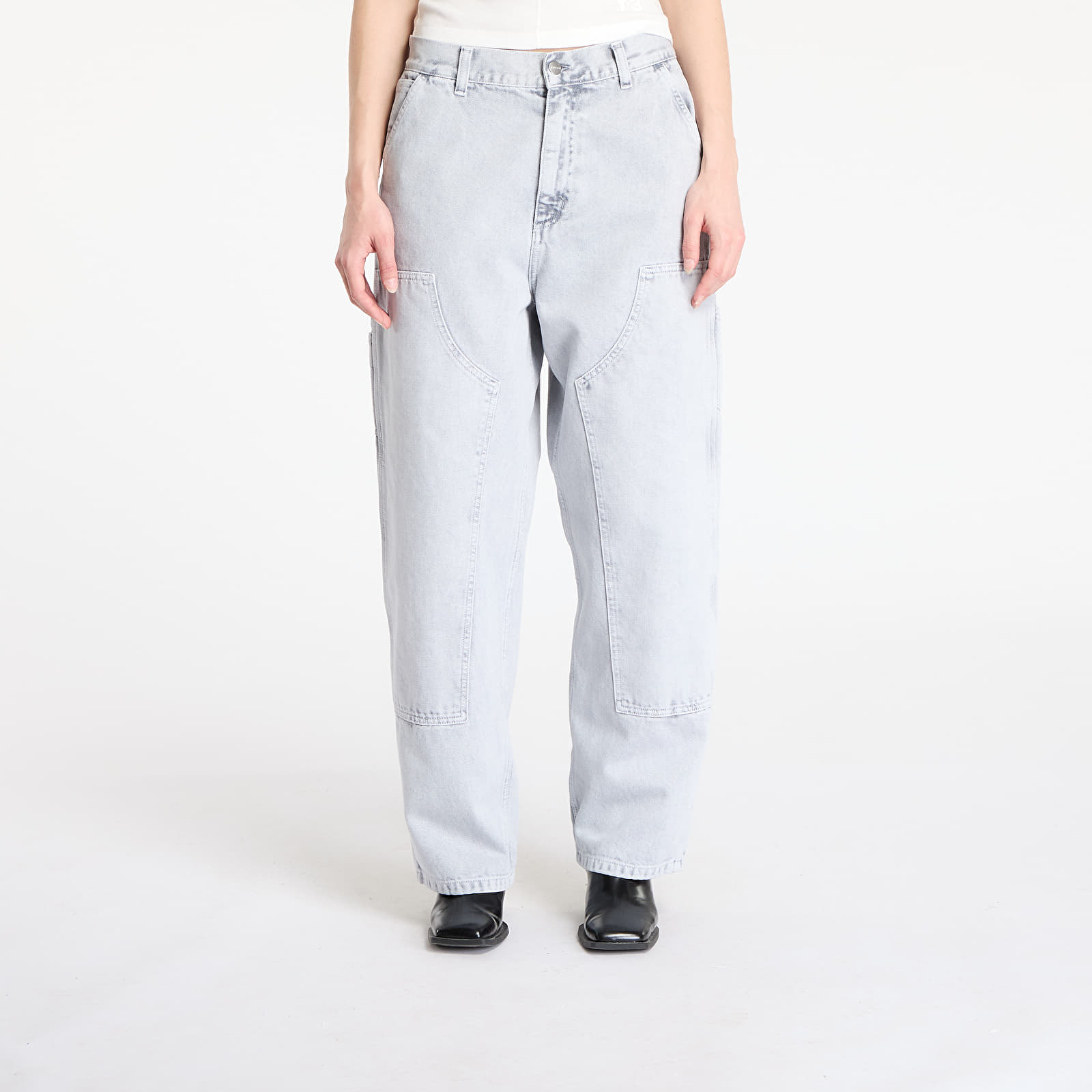 Női nadrágok Carhartt WIP W' Brandon Double Knee Pant Black Chalk Wash