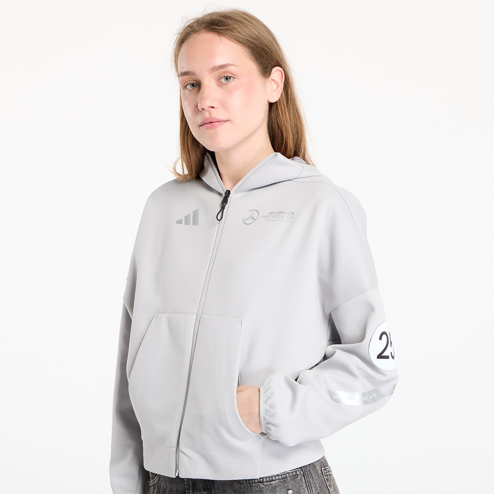 Kapucnis pulóverek és pulcsik adidas x Mercedes AMG Silver Hoodie Grey Two