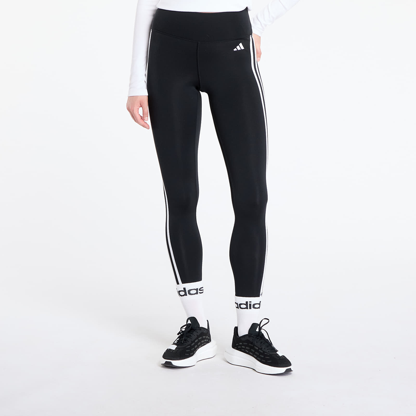 Colanți adidas Train Essentials 3-Stripes High-Waisted 7/8 Leggings Black/ Cream White/ Gum 3 M