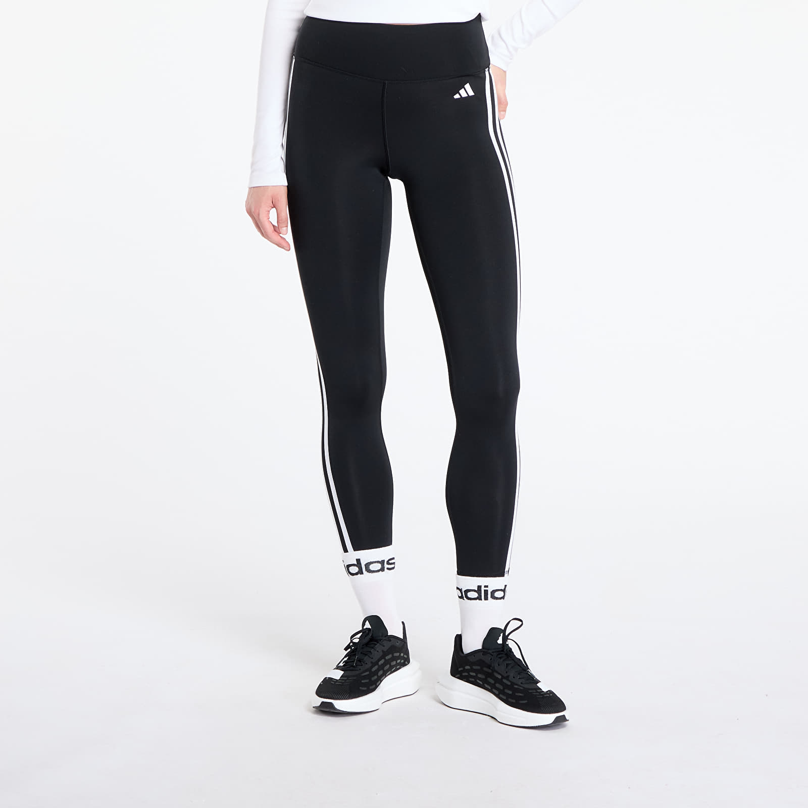 Women's leggings adidas Train Essentials 3-Stripes High-Waisted 7/8 Leggings Black/ Cream White/ Gum 3
