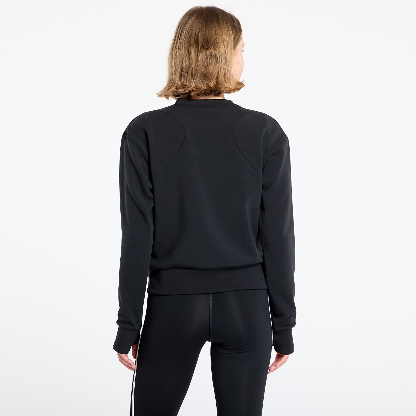 Women's hoodies adidas Designed-for-Training Warm-Up Crewneck Sweatshirt Black/ Victory Blue/ Magic Beige