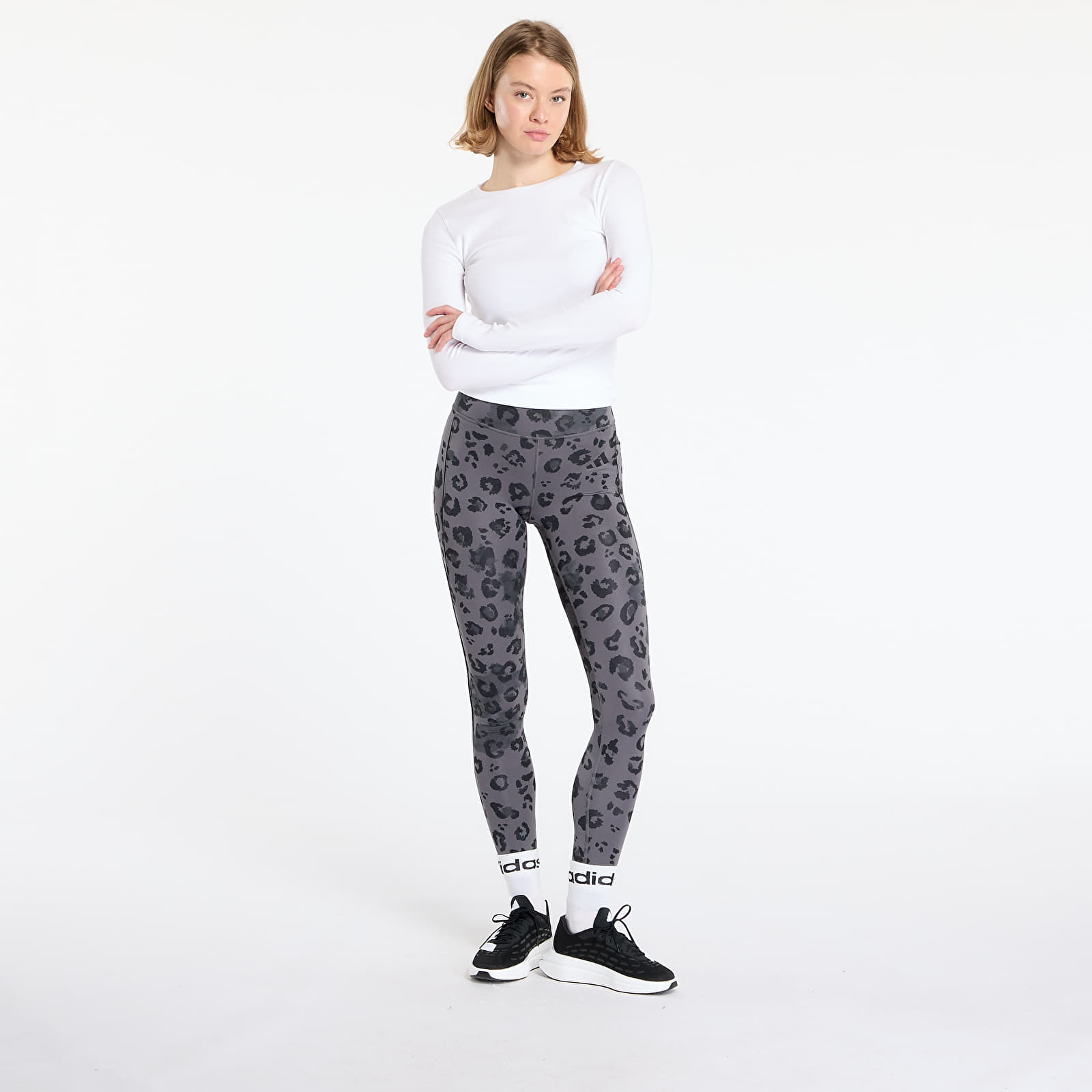 Women's leggings adidas Optime Essentials Full Length Leggings Print Grey Five