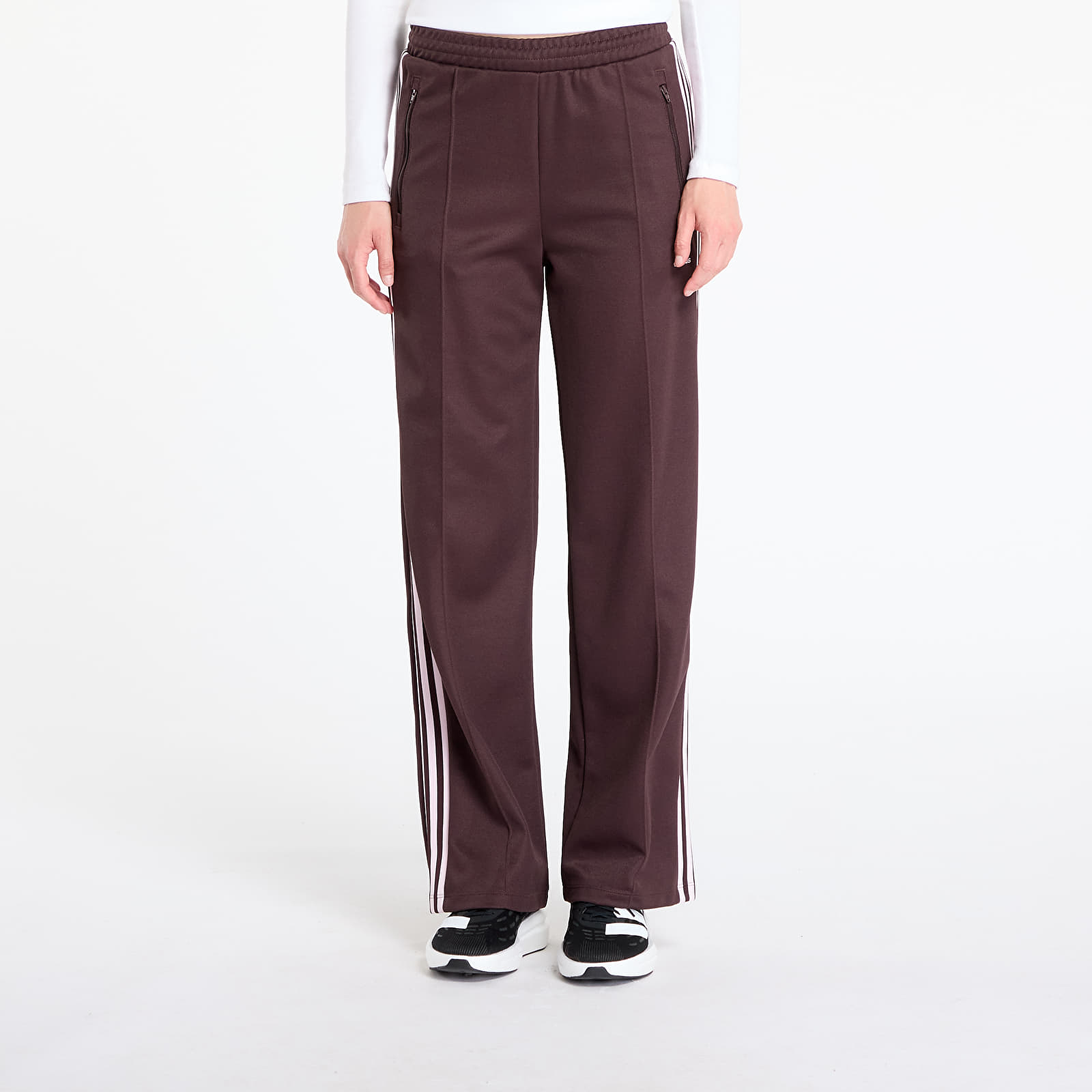 Women's trousers adidas Beckenbauer Track Suit Pants Shadow Brown/ Cream White/ Noble Maroon