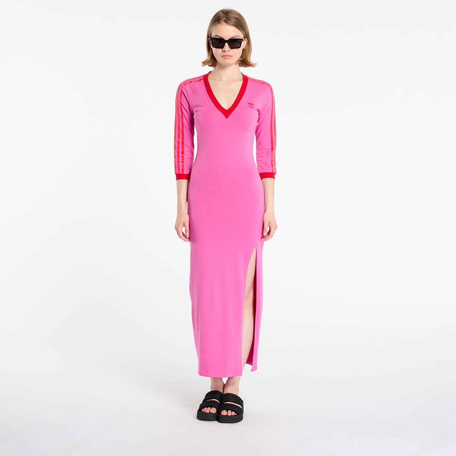 Rochie adidas Adicolor Classics 3-Stripes Maxi Dress Semi Lucid Fuchsia S
