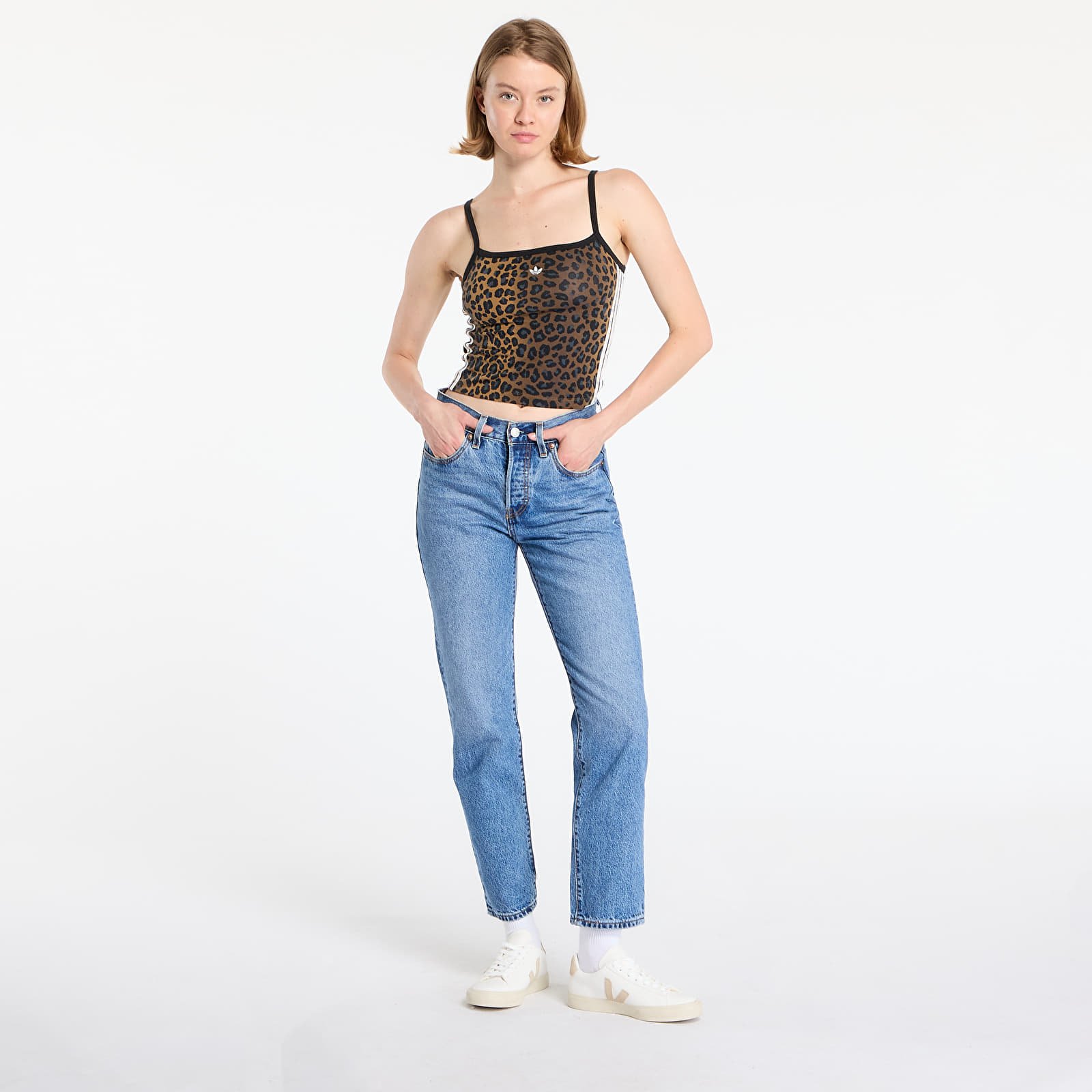 Hosen für Frauen Levi's® 501® Crop Jeans Medium Indigo Worn In - Blue