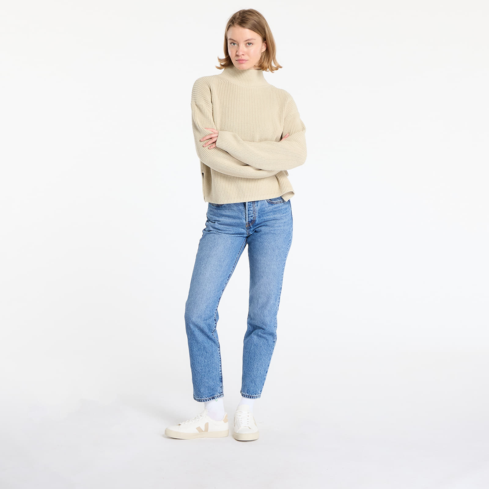 Džemperi Calvin Klein Jeans Chunky Loose High Neck Sweater Pelican