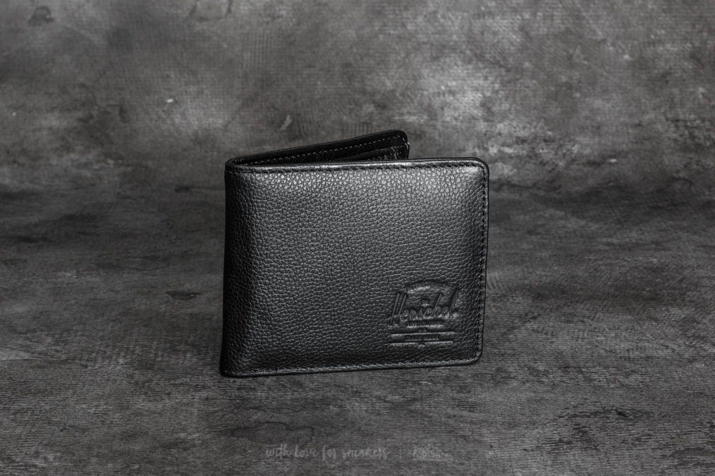 Peňaženky Herschel Supply Co. Hank + Coin Wallet Black Pebbled Leather