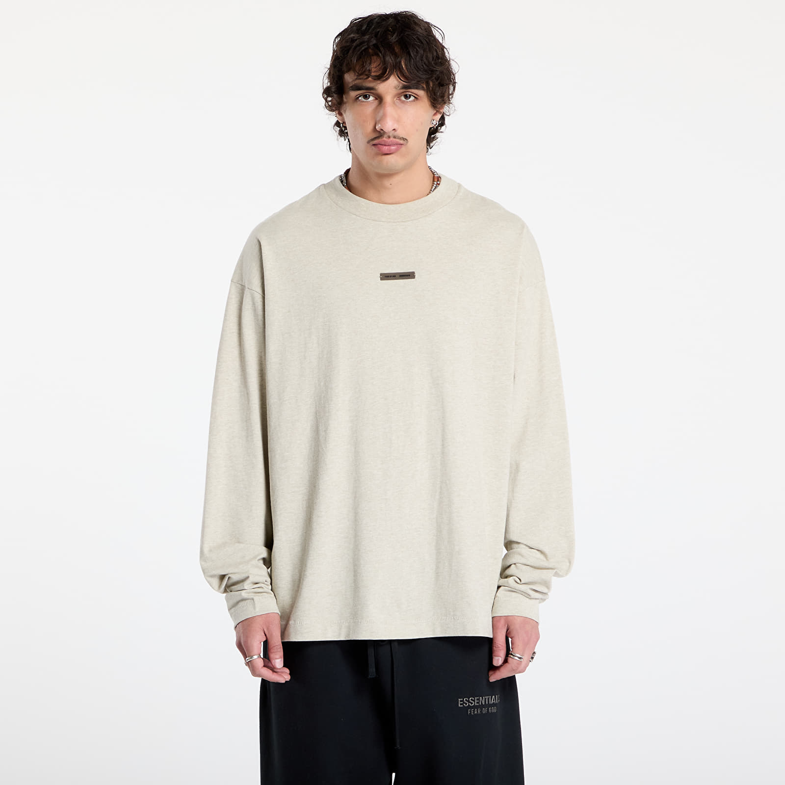 Trička Fear of God Essentials Classic Long Sleeve Tee Heather Stone