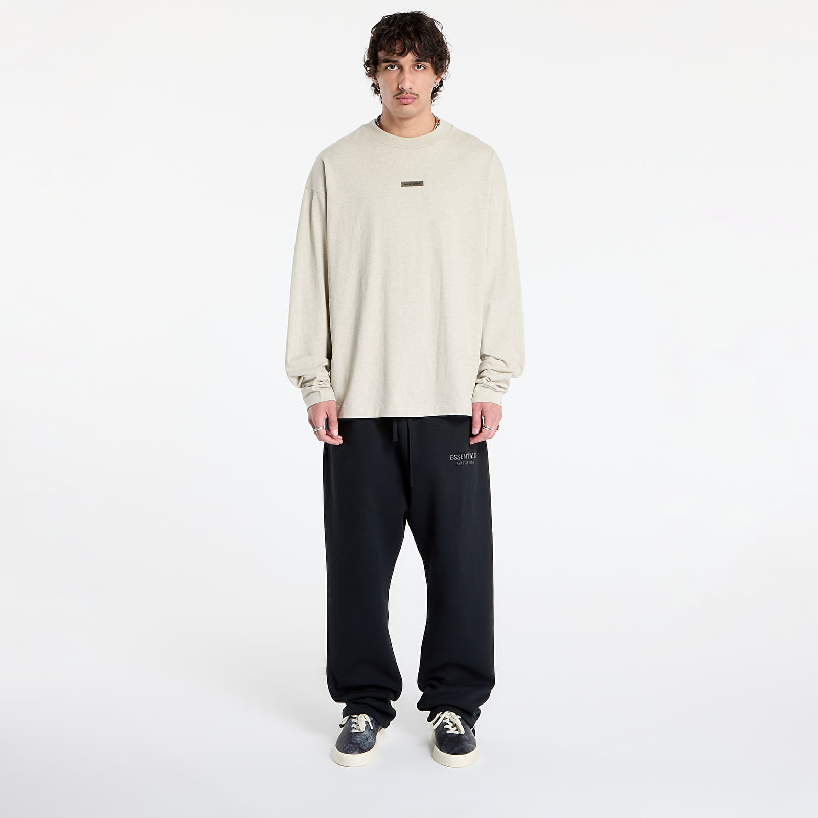 Trička Fear of God Essentials Classic Long Sleeve Tee Heather Stone