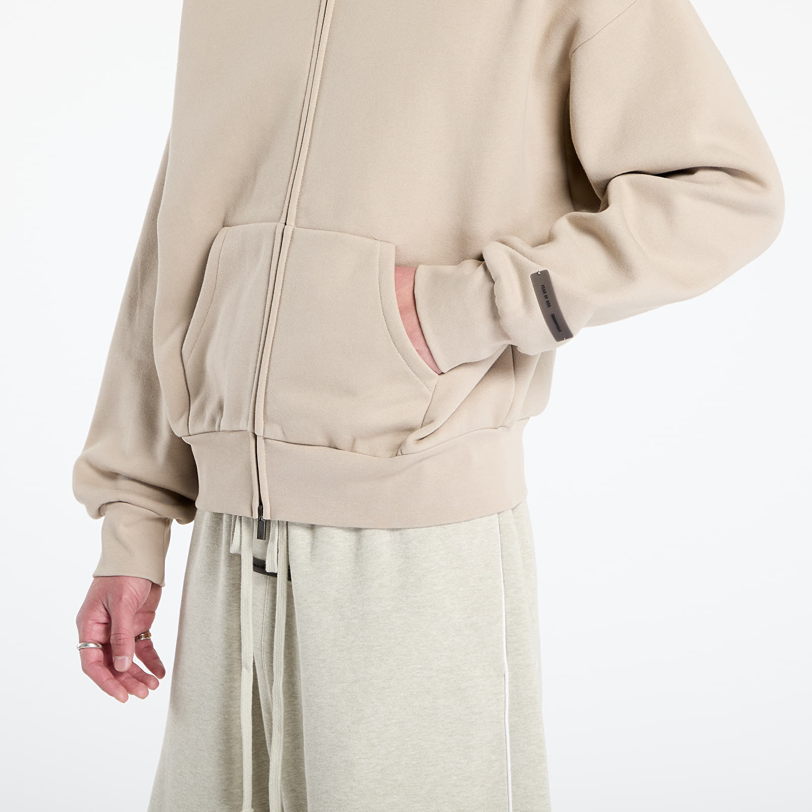 Mikiny Fear of God Essentials Classic Full Zip Hoodie Timber