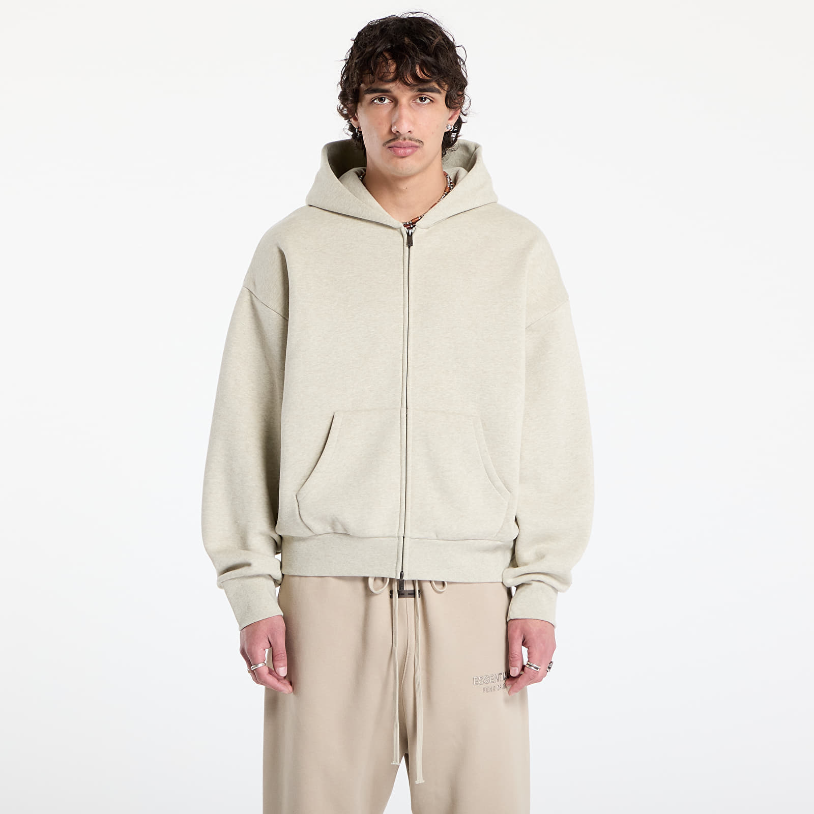 Sweatshirt Fear of God Essentials Classic Full Zip Hoodie Heather Stone XS