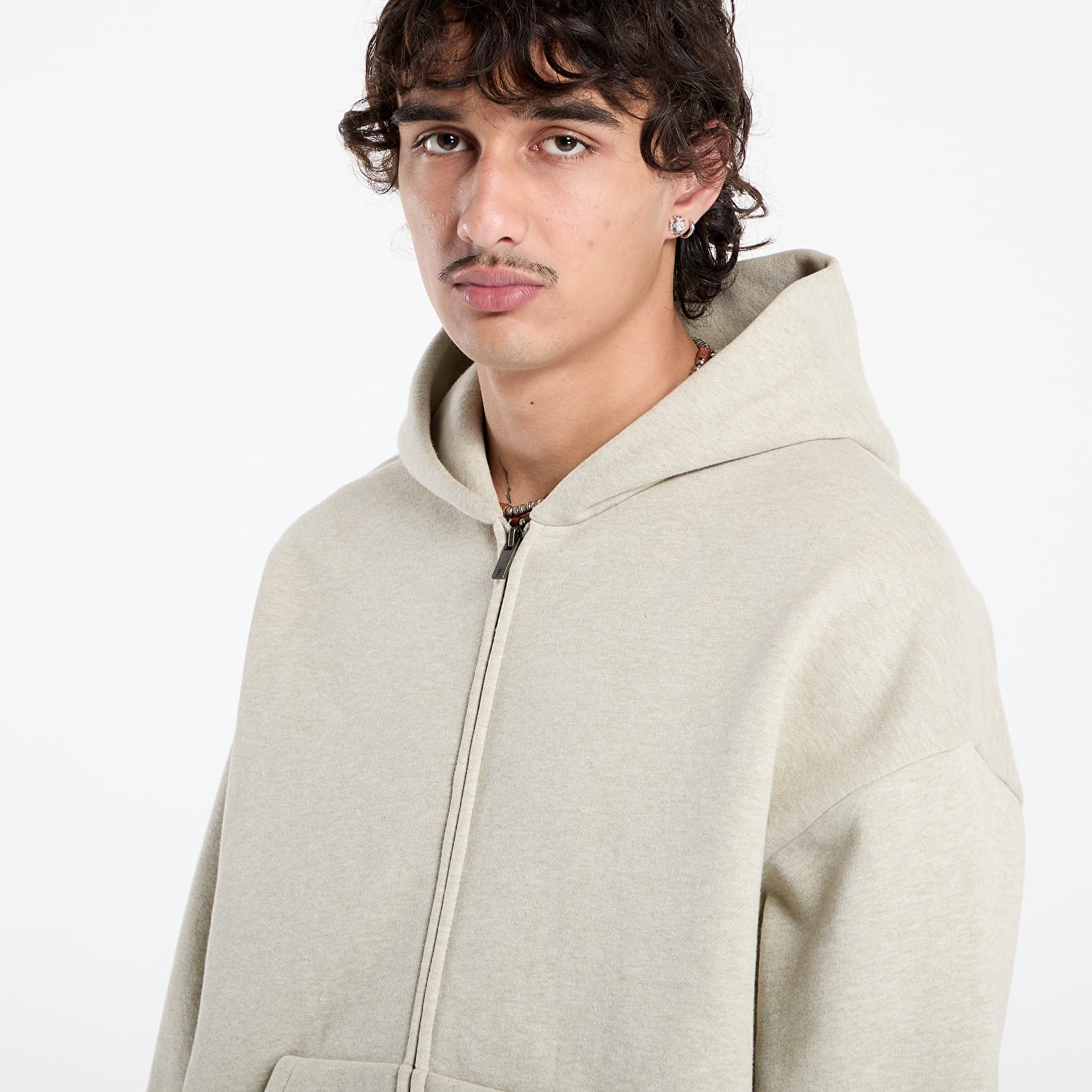 Mikiny Fear of God Essentials Classic Full Zip Hoodie Heather Stone