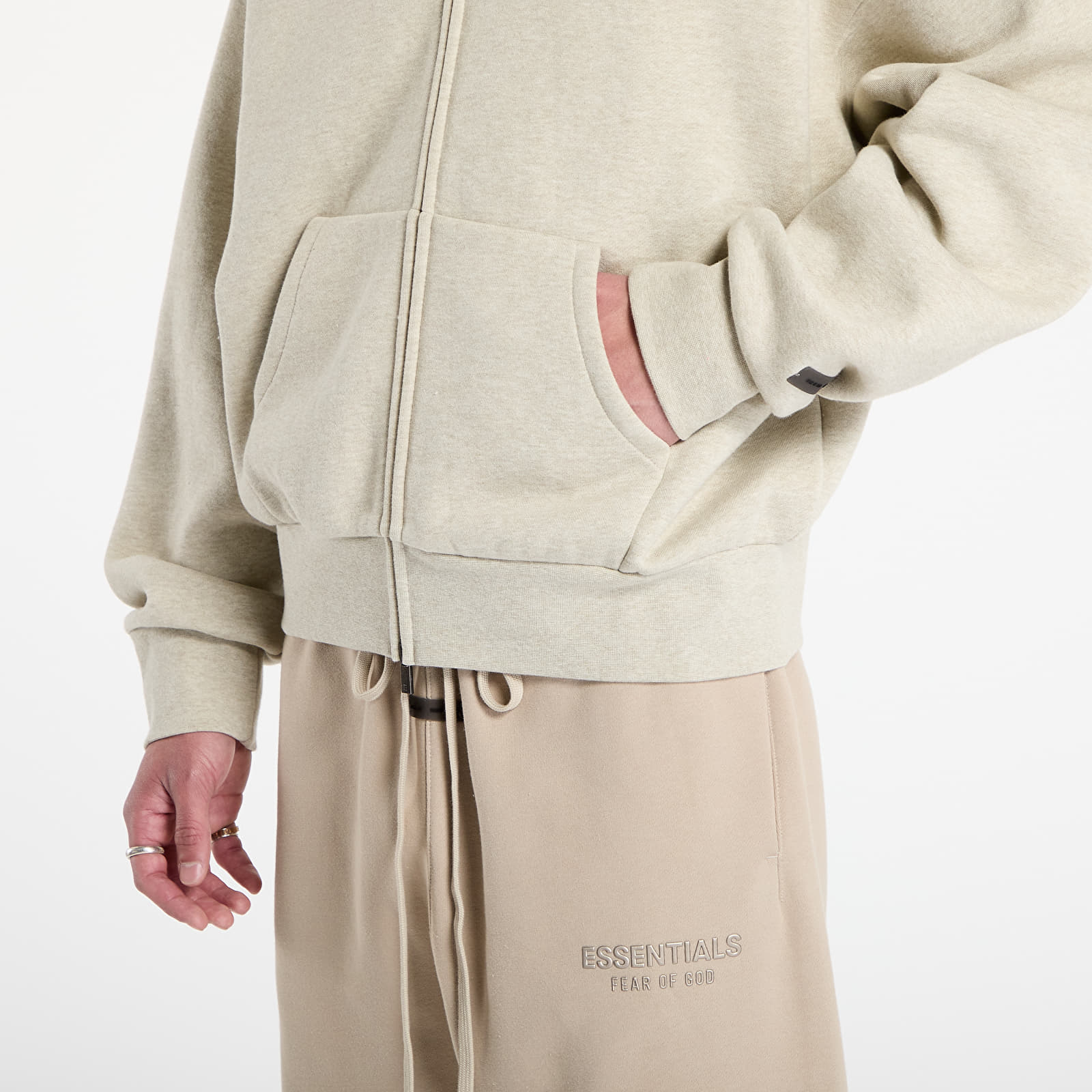 Mikiny Fear of God Essentials Classic Full Zip Hoodie Heather Stone