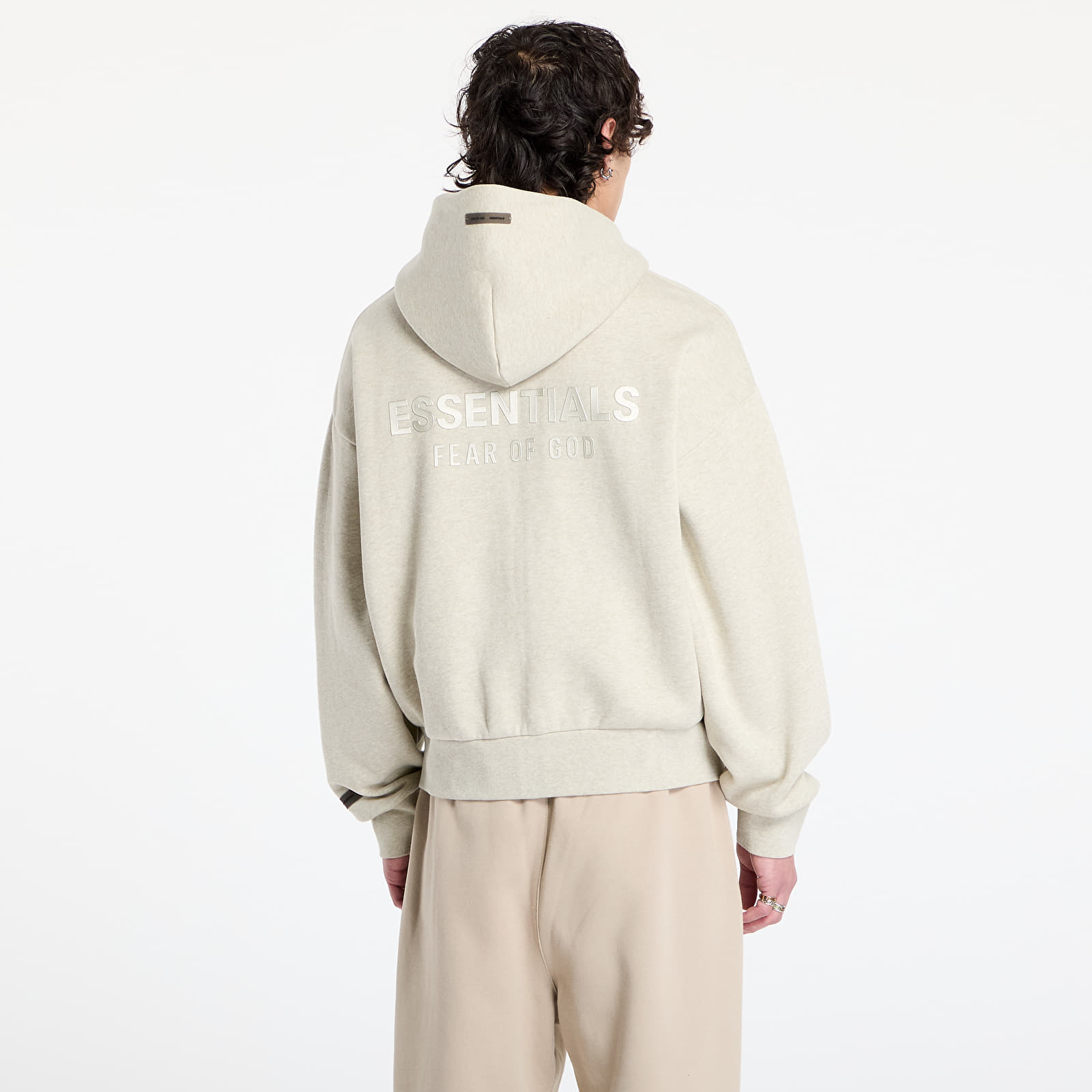 Mikiny Fear of God Essentials Classic Full Zip Hoodie Heather Stone