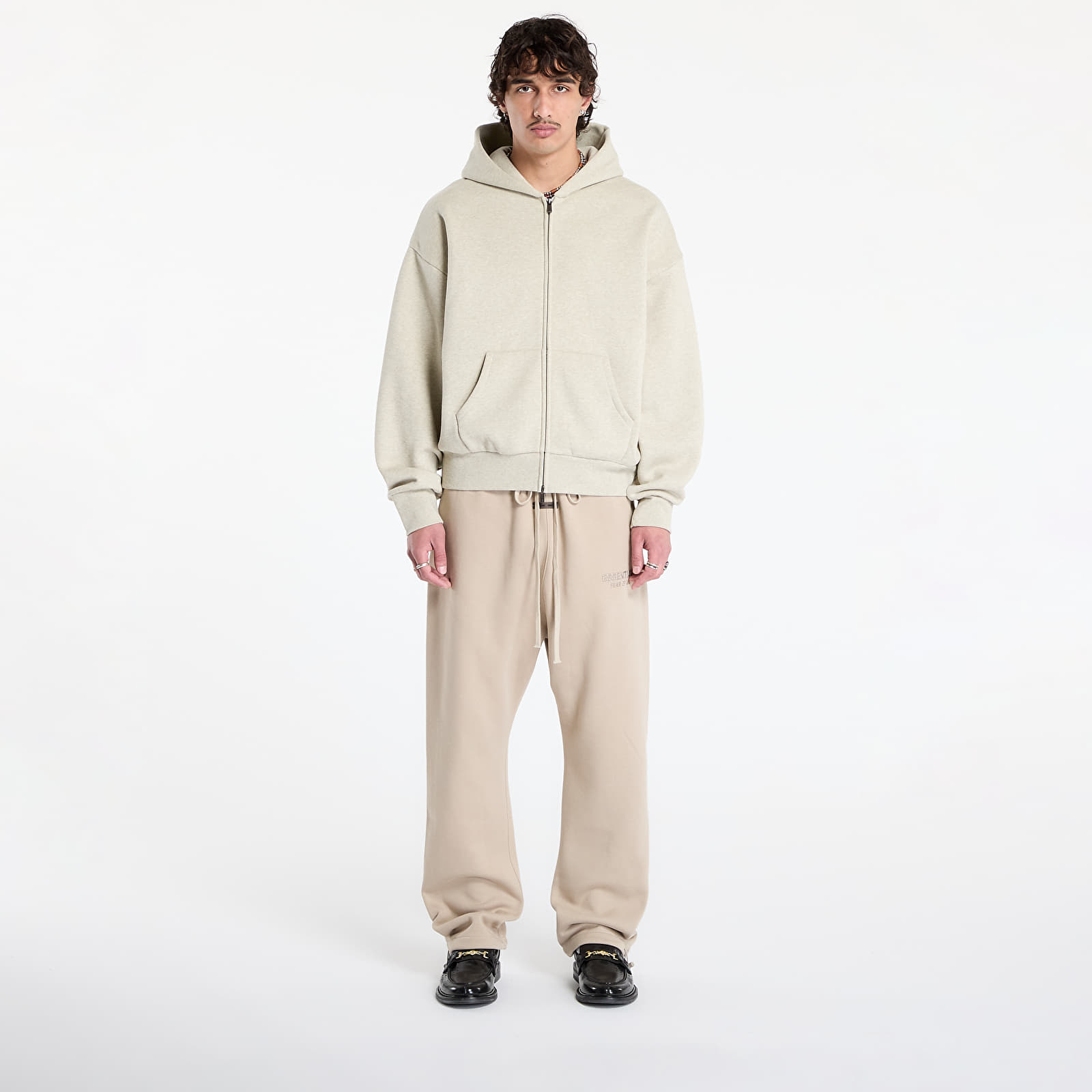 Mikiny Fear of God Essentials Classic Full Zip Hoodie Heather Stone
