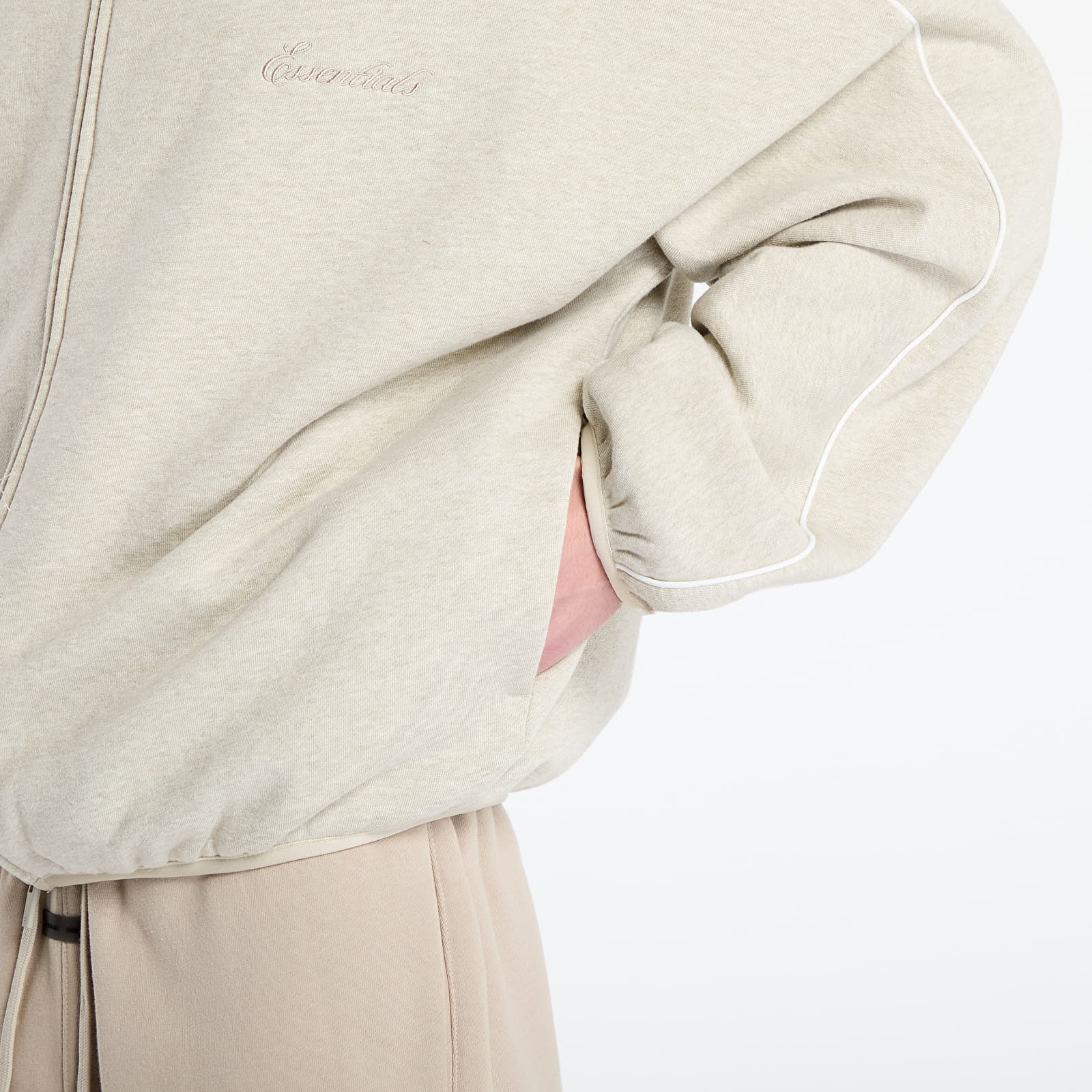 Mikiny Fear of God Essentials Modern Track Jacket Heather Stone/ Cloud White