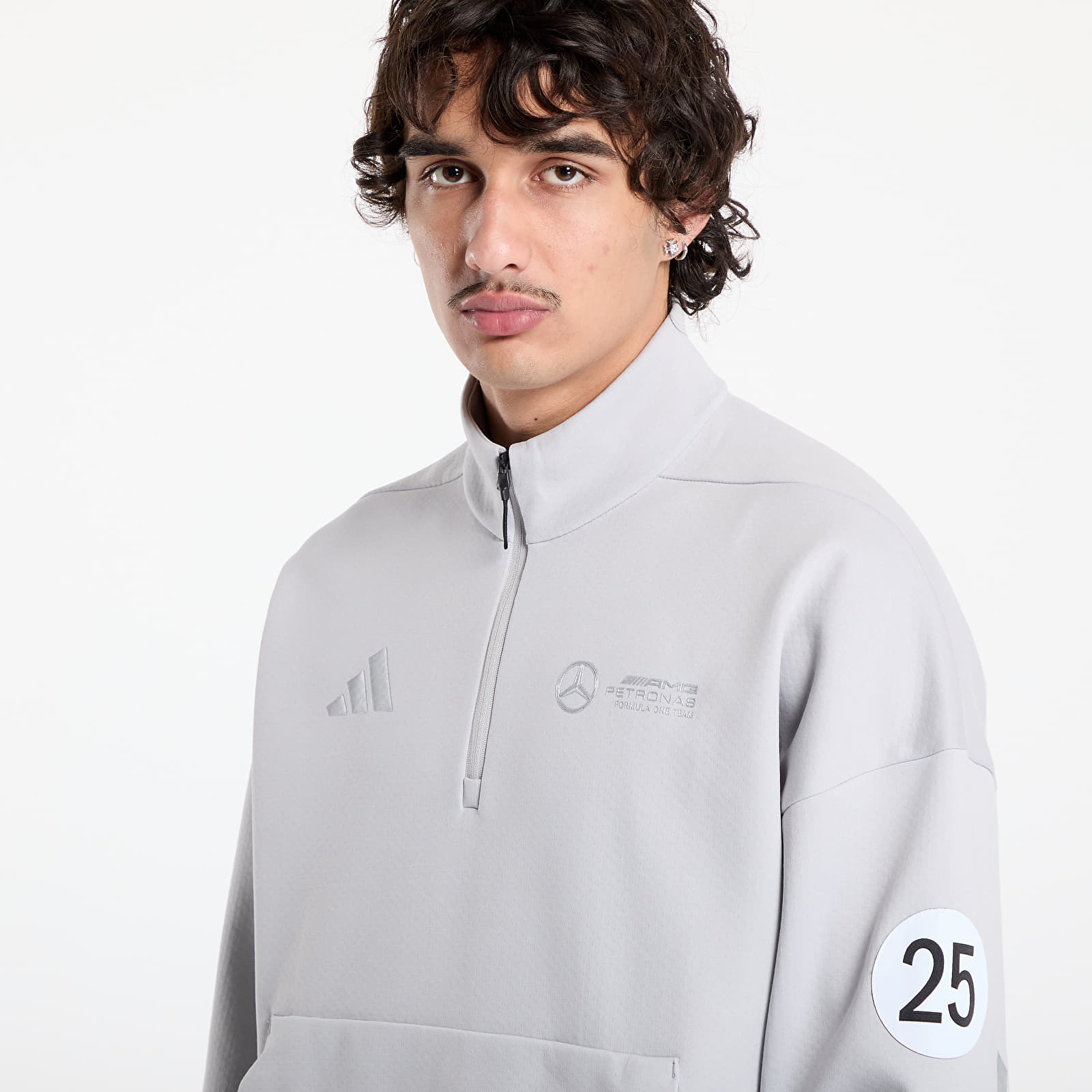 Mikiny adidas x Mercedes Silver Half Zip Grey Two