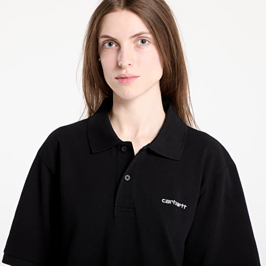 Carhartt WIP S/S Carhartt Script Polo UNISEX Black/ White | Footshop