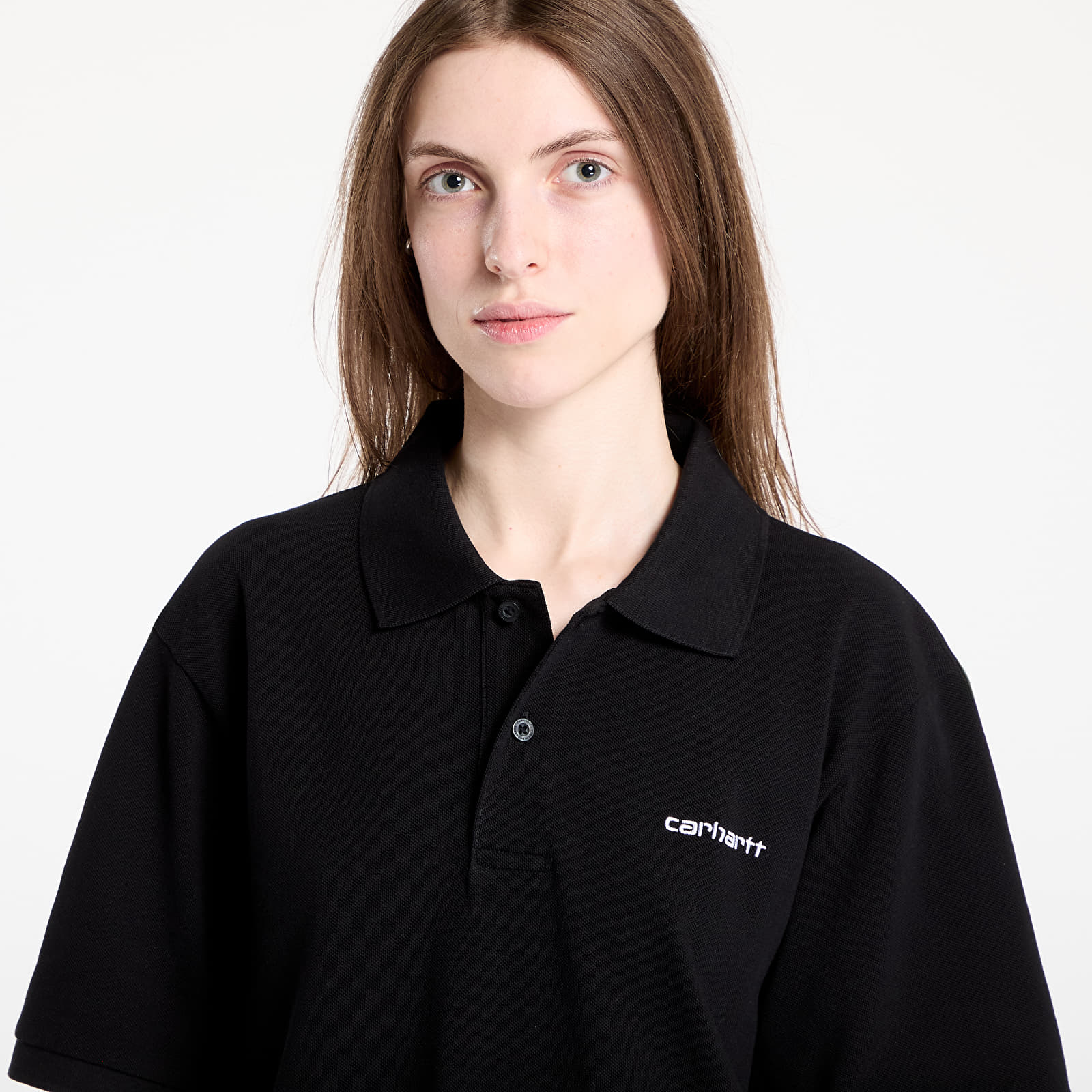 T-särgid Carhartt WIP S/S Carhartt Script Polo UNISEX Black/ White