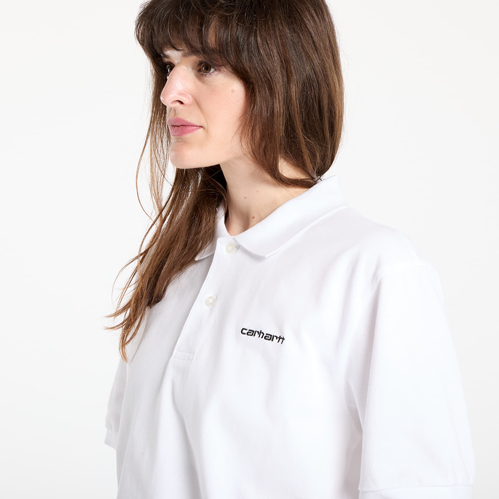 Pánske tričká Carhartt WIP S/S Carhartt Script Polo UNISEX White/ Black