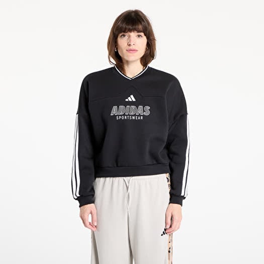 adidas W Tiro Cut 3 Stripes Fleece Sweatshirt Black/ White