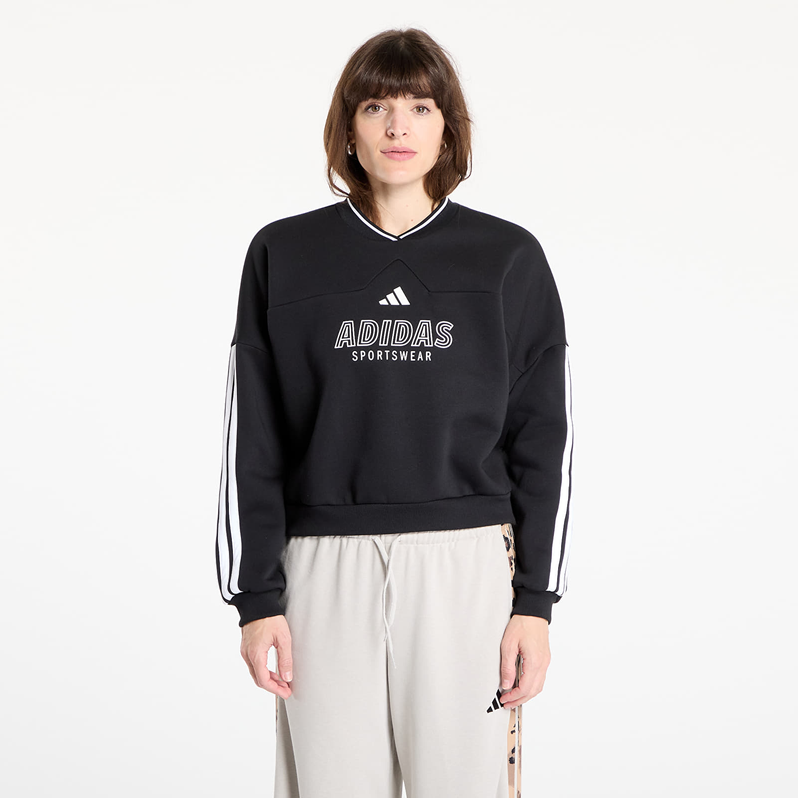 Hoodies für Frauen adidas W Tiro Cut 3 Stripes Fleece Sweatshirt Black/ White