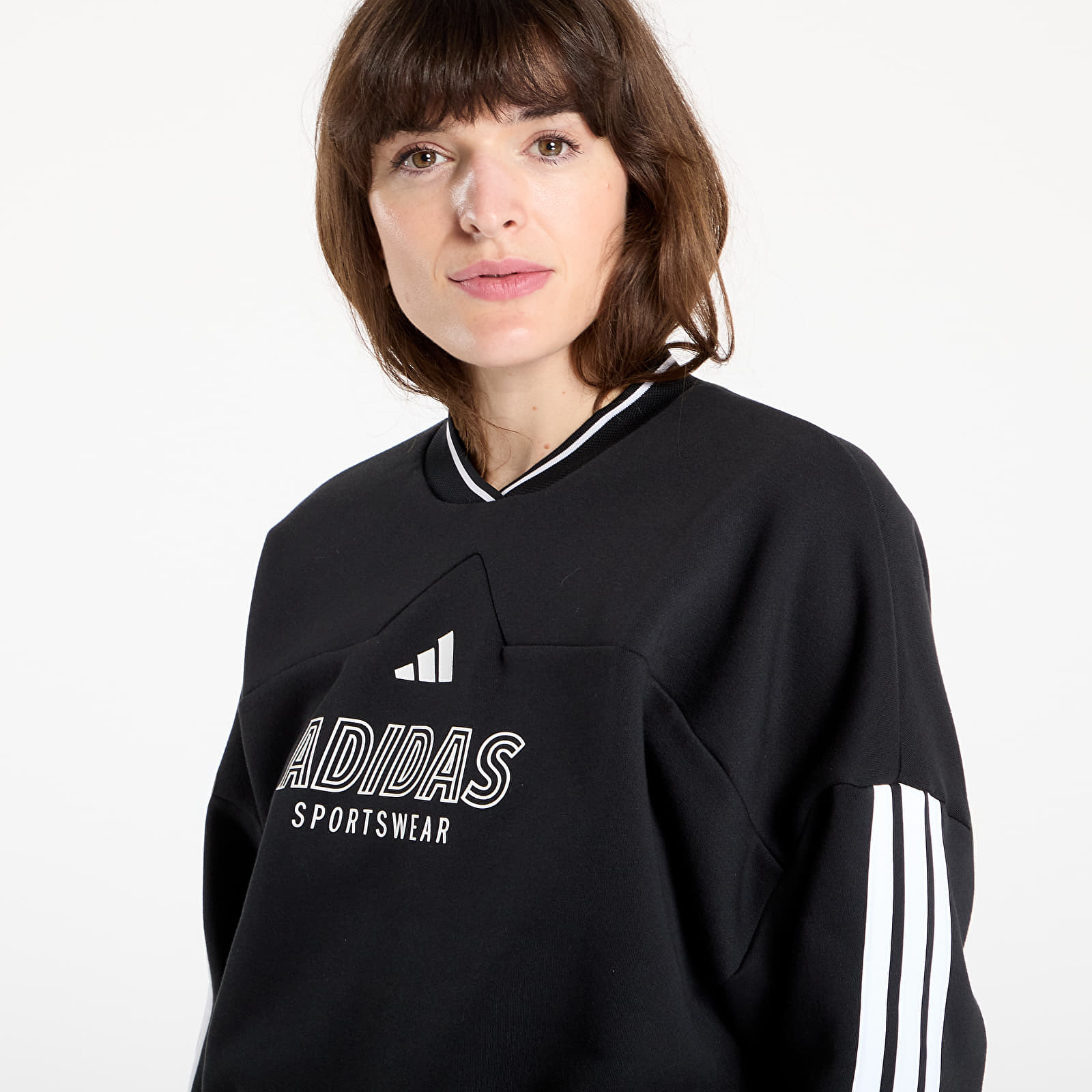 Hoodies für Frauen adidas W Tiro Cut 3 Stripes Fleece Sweatshirt Black/ White