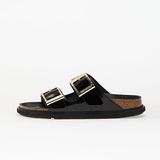 Birkenstock Arizona Droplet Buckle Natural Leather Patent High-Shine Black