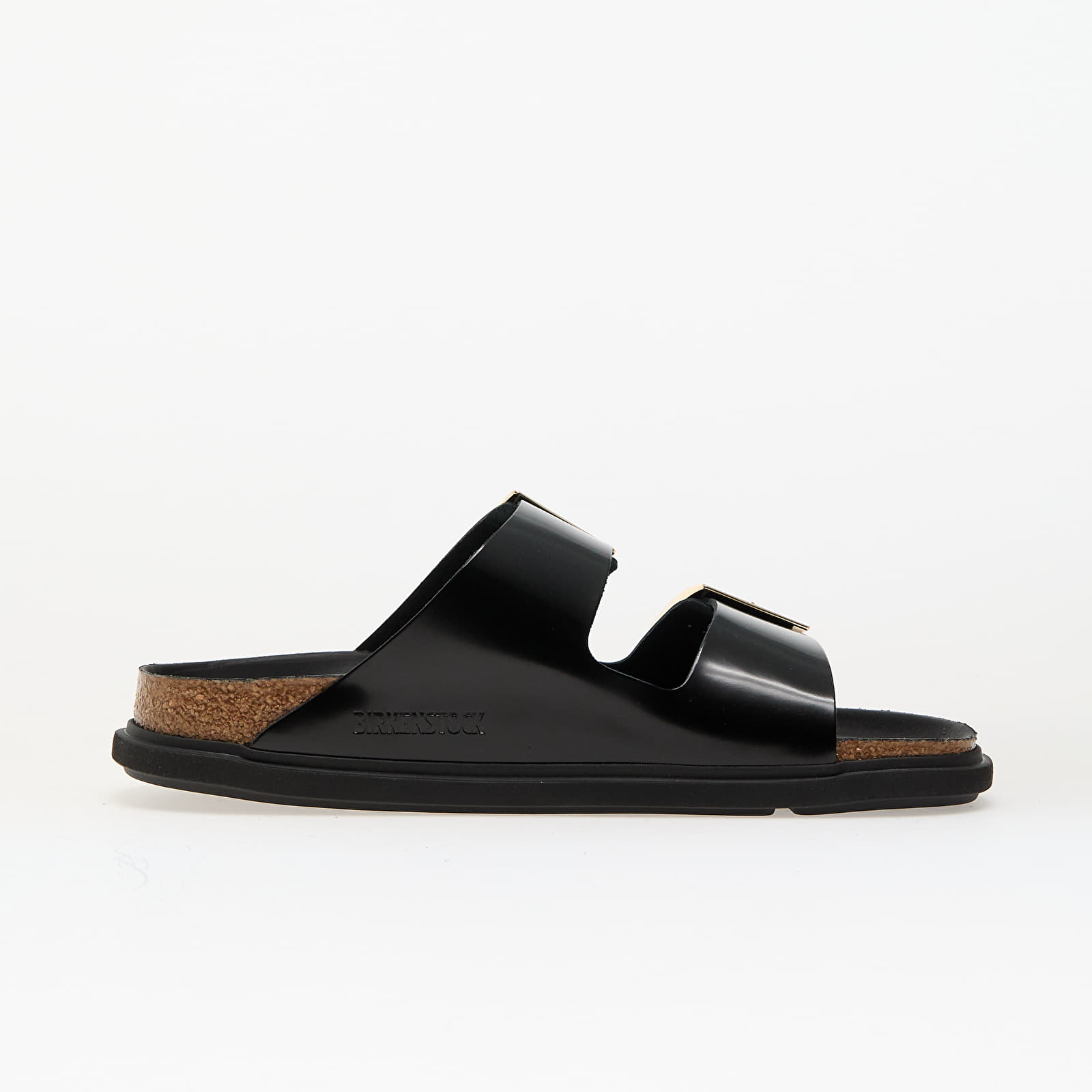 Skor för kvinnor Birkenstock Arizona Droplet Buckle Natural Leather Patent High-Shine Black