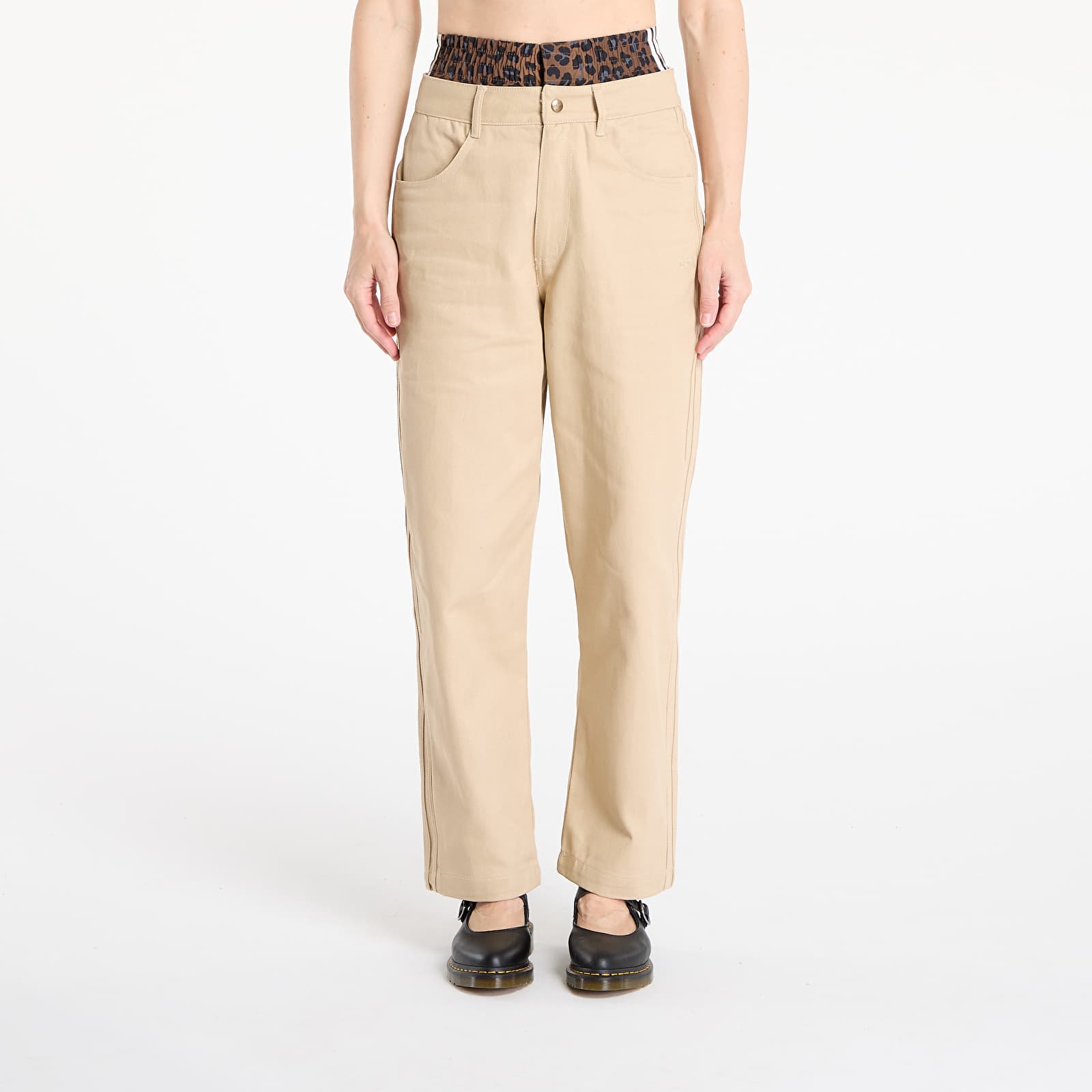 Püksid adidas Firebird Utility Pants Stone Khaki/ Bliss Lilac/ White