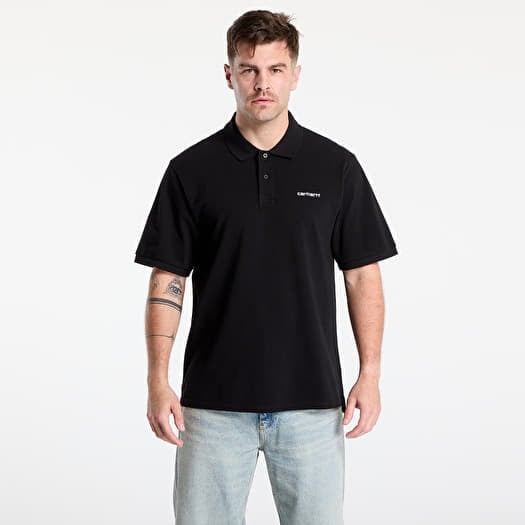 Tričko Carhartt WIP S/S Carhartt Script Polo UNISEX Black/ White