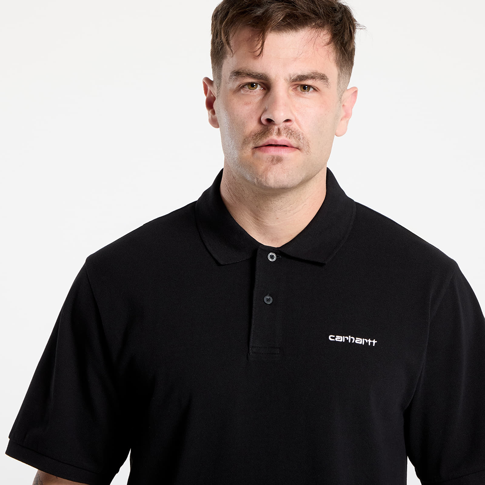 T-särgid Carhartt WIP S/S Carhartt Script Polo UNISEX Black/ White