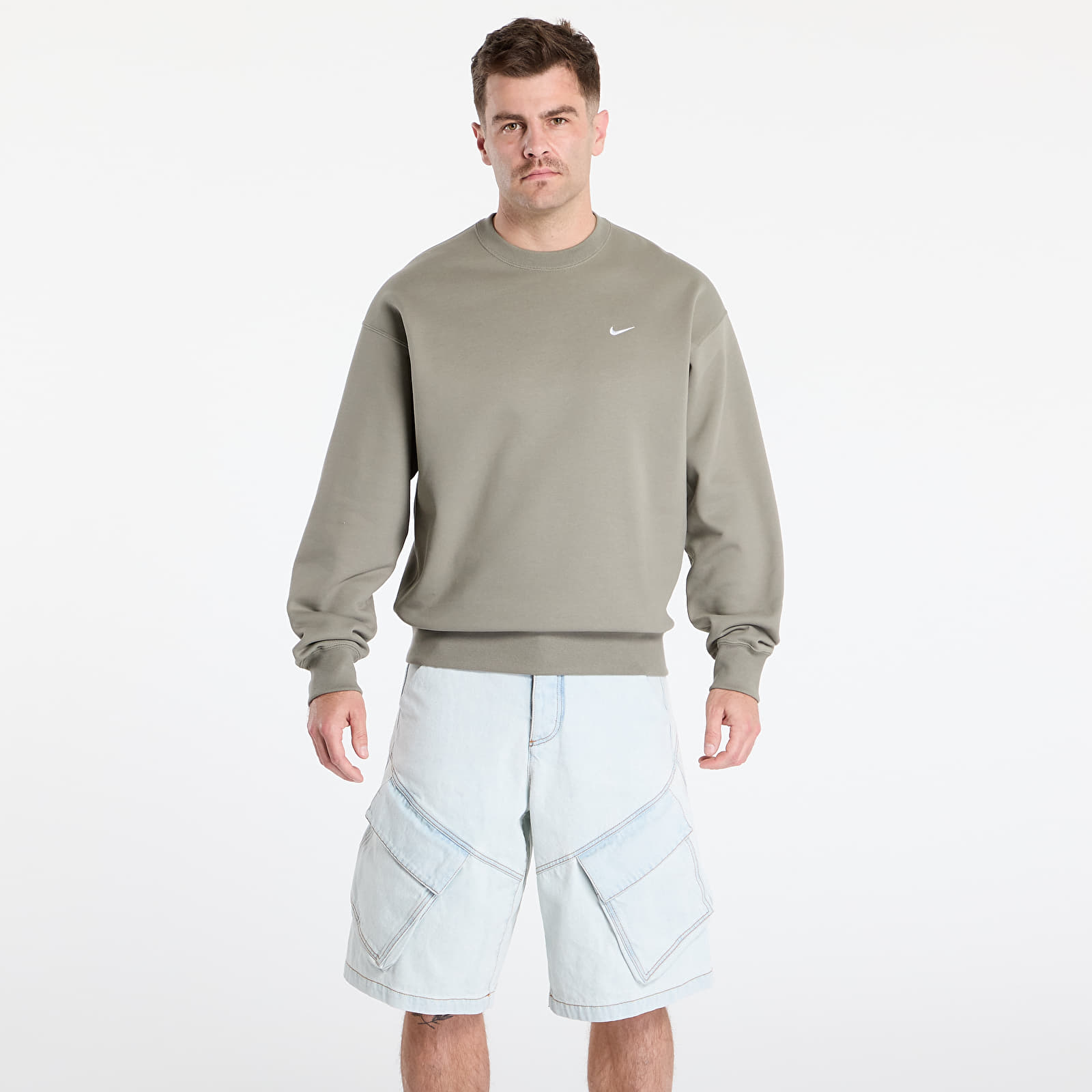 Sweatjacken und Sweatshirts Nike Solo Swoosh Men's Fleece Crew Light Army/ White