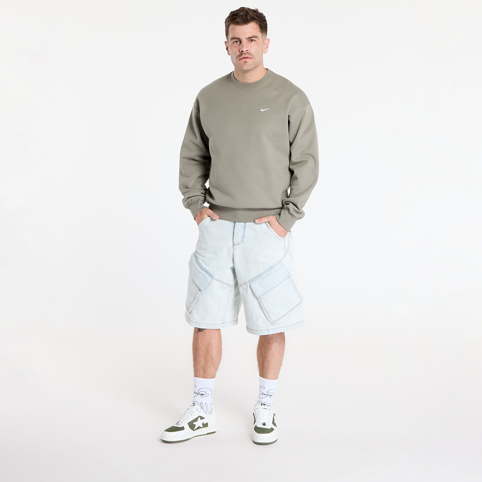Sweatjacken und Sweatshirts Nike Solo Swoosh Men's Fleece Crew Light Army/ White