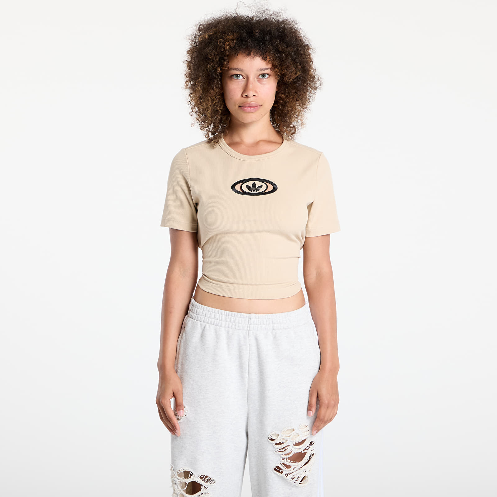 Trička adidas Originals Campus 2000 Back Cut Out Rib T-Shirt Stone Khaki