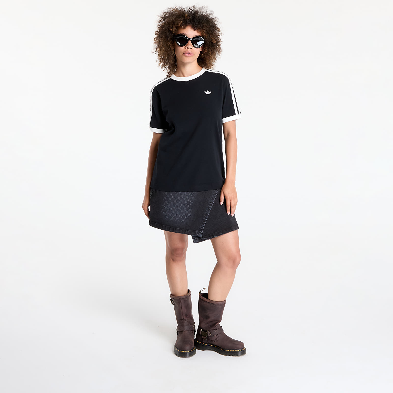 Trička adidas Originals Ruffle 3-Stripes T-Shirt Black