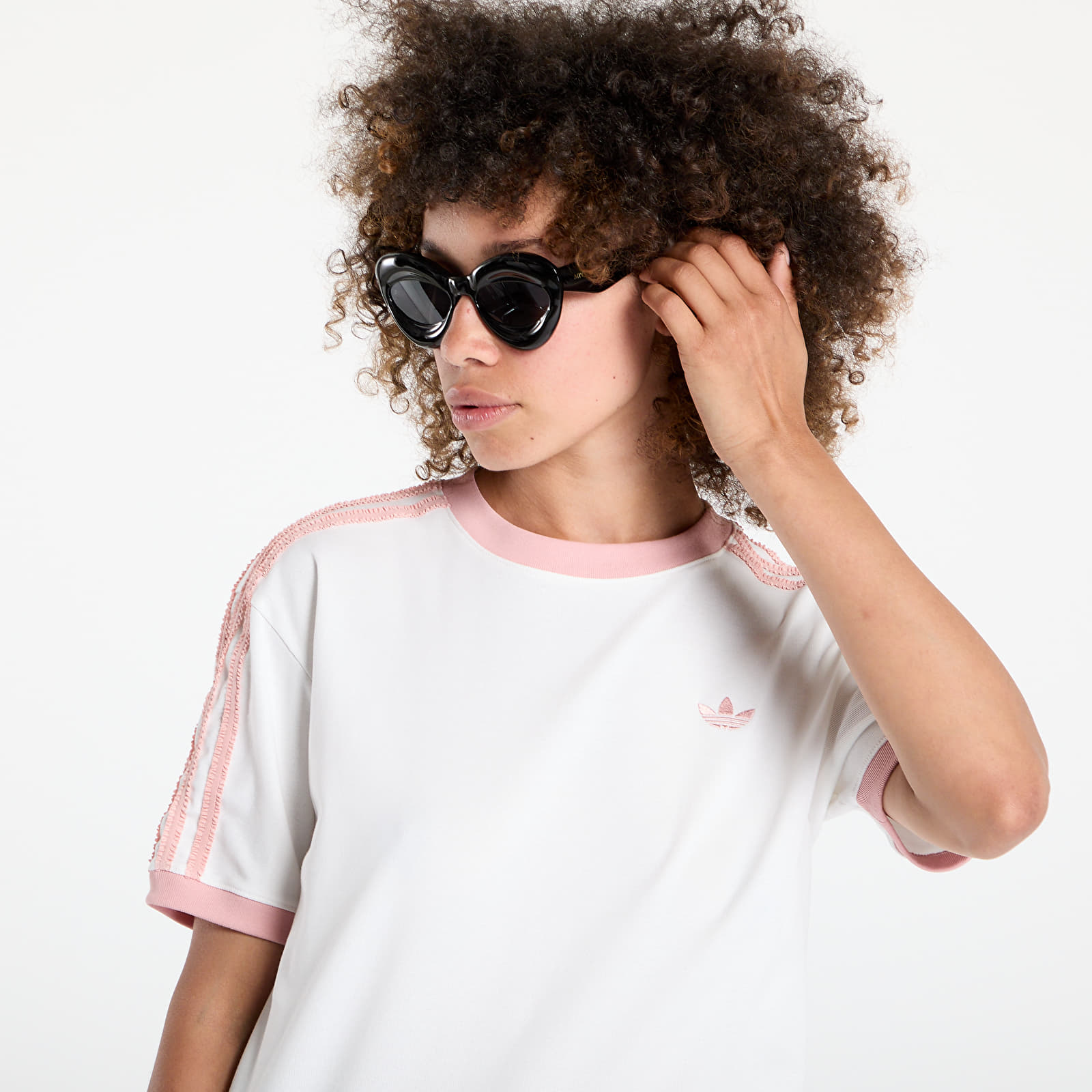 Trička adidas Originals Ruffle 3-Stripes T-Shirt Off White