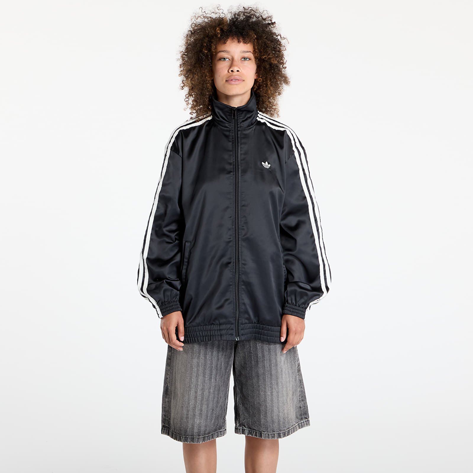 Bundy adidas Originals Satin Firebird Track Top Ruffle 3-Stripes Black