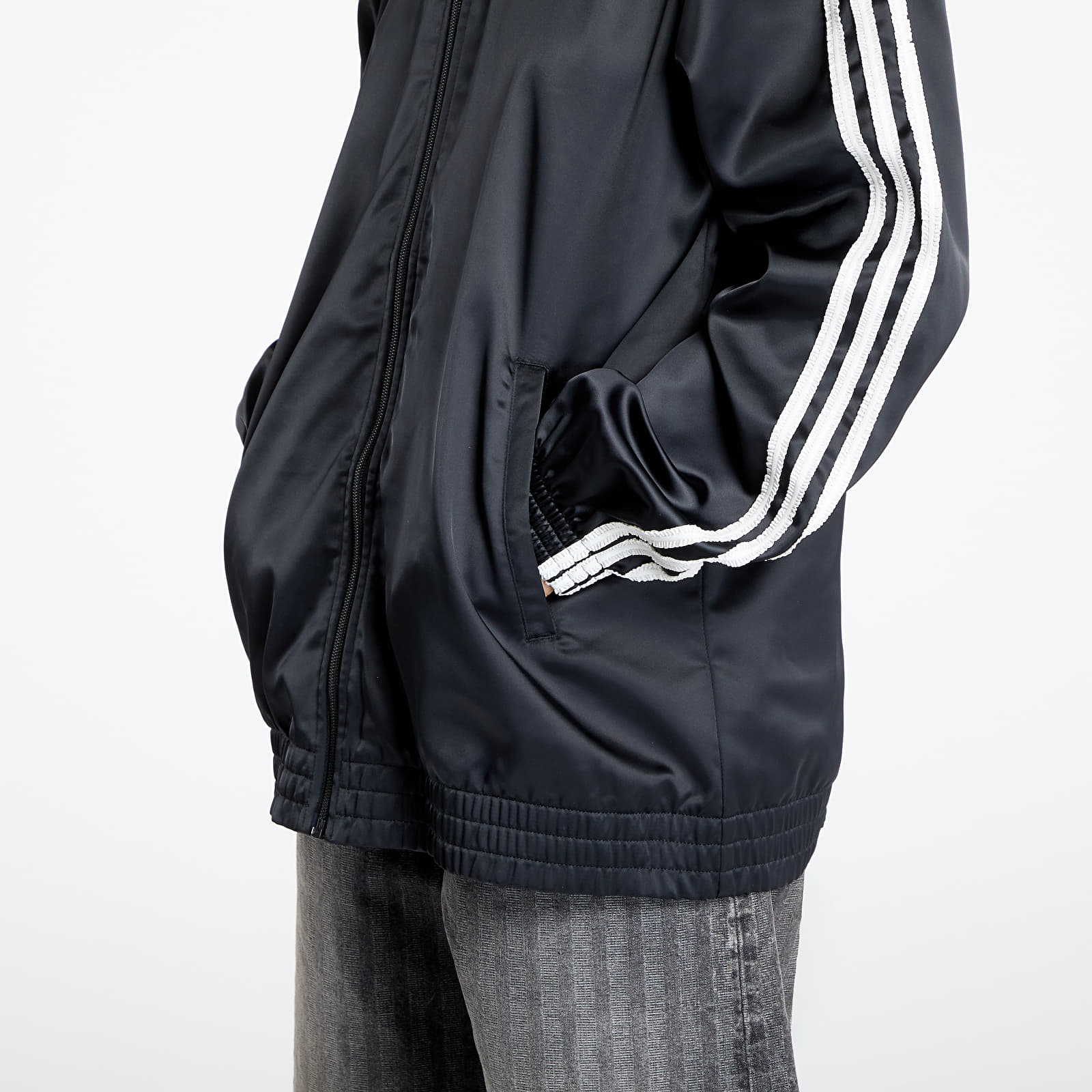 Bundy adidas Originals Satin Firebird Track Top Ruffle 3-Stripes Black