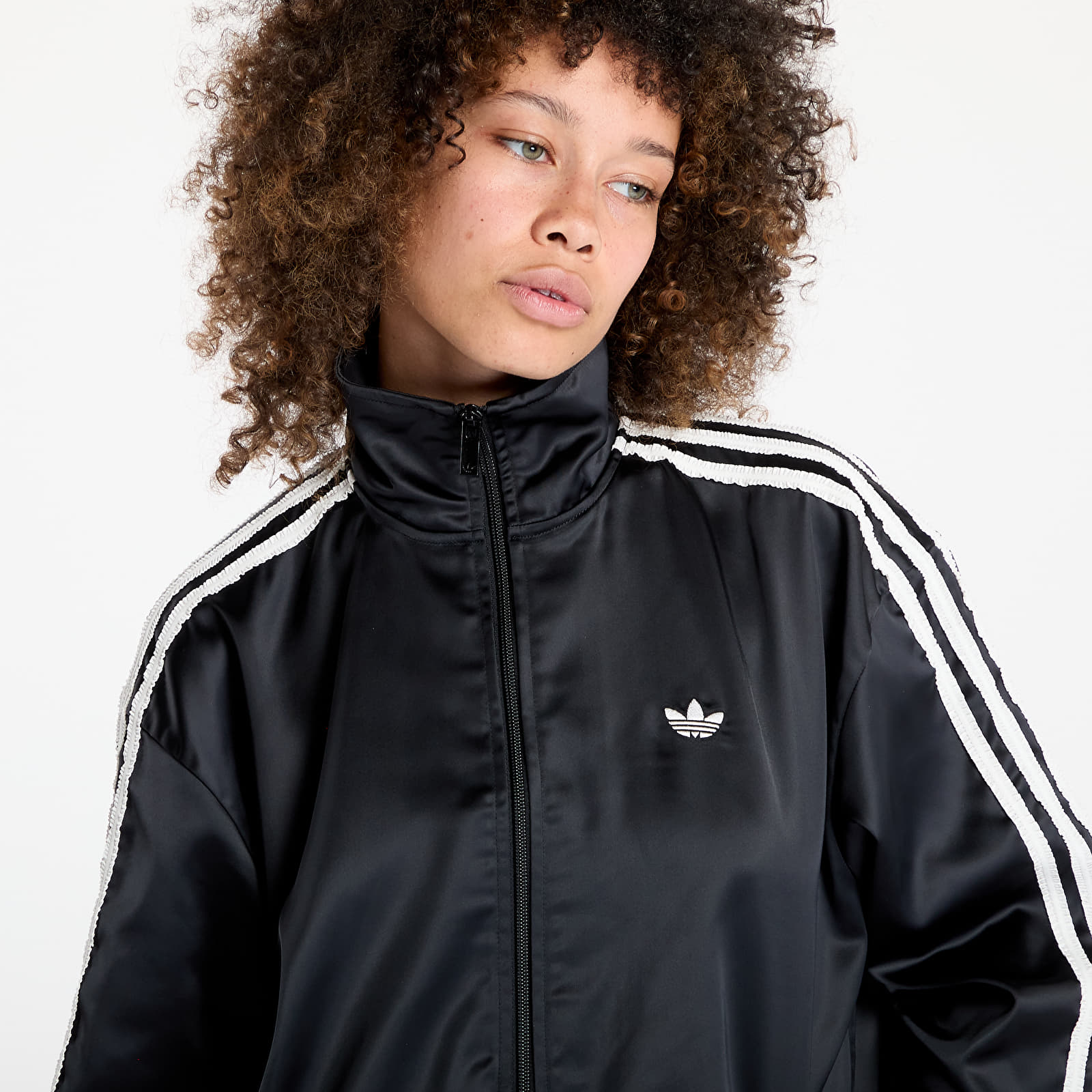 Bundy adidas Originals Satin Firebird Track Top Ruffle 3-Stripes Black