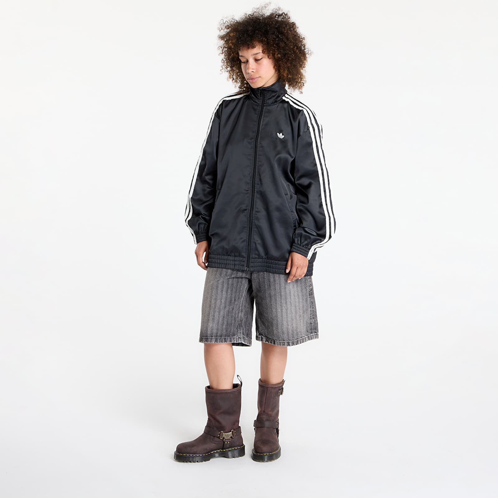 Bundy adidas Originals Satin Firebird Track Top Ruffle 3-Stripes Black