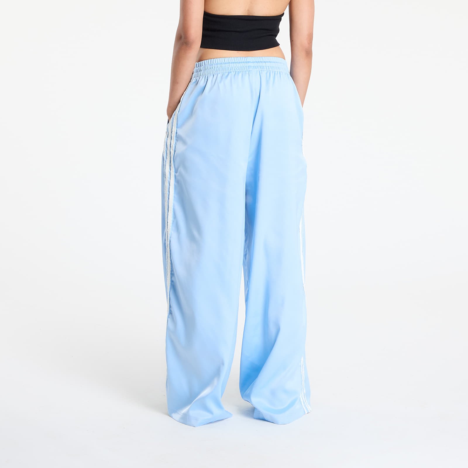 Pants adidas Originals Satin Wide Leg Tracksuit Bottoms Ruffle 3-Stripes Clear Sky