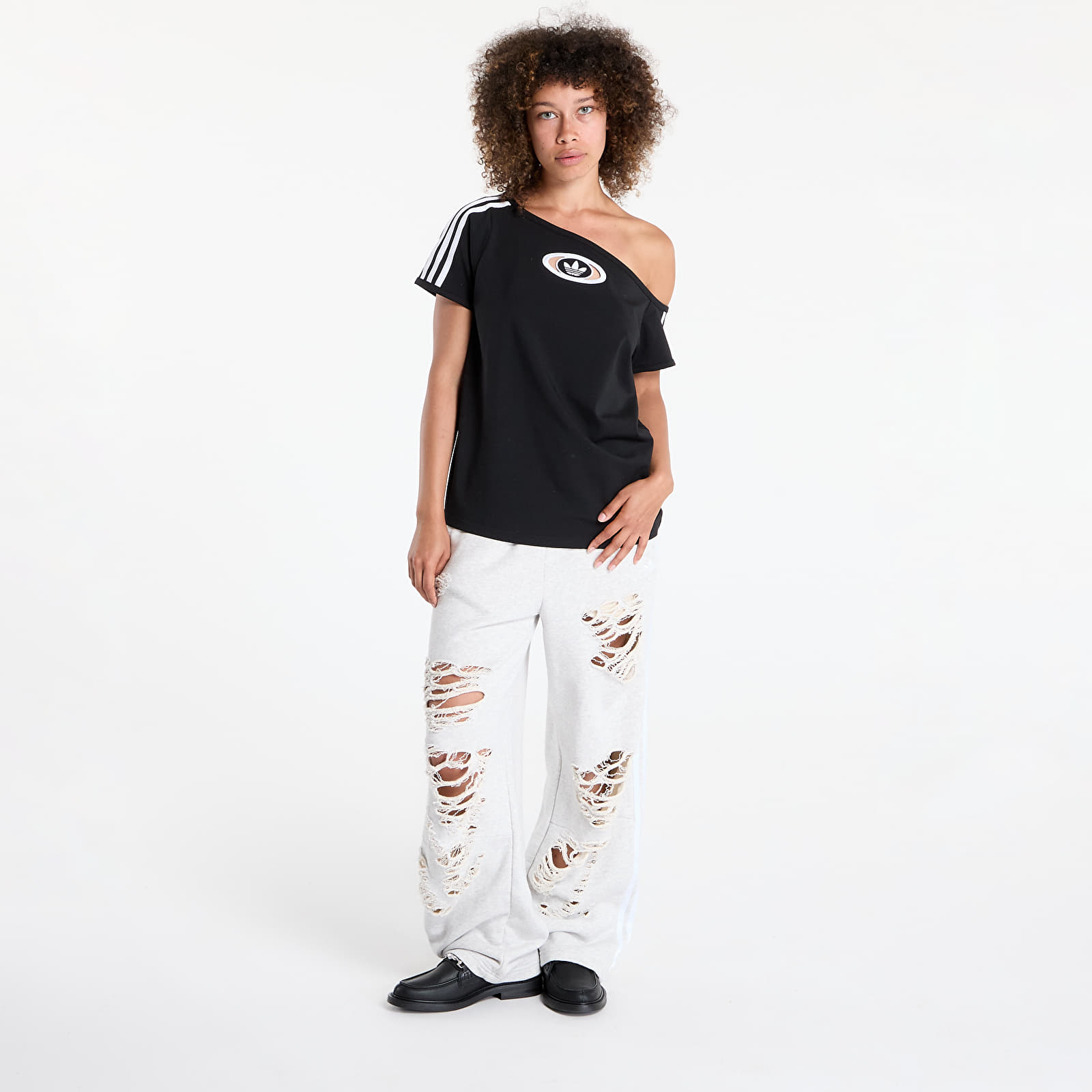 Trička adidas Originals Campus 2000 Off Shoulder T-Shirt Black
